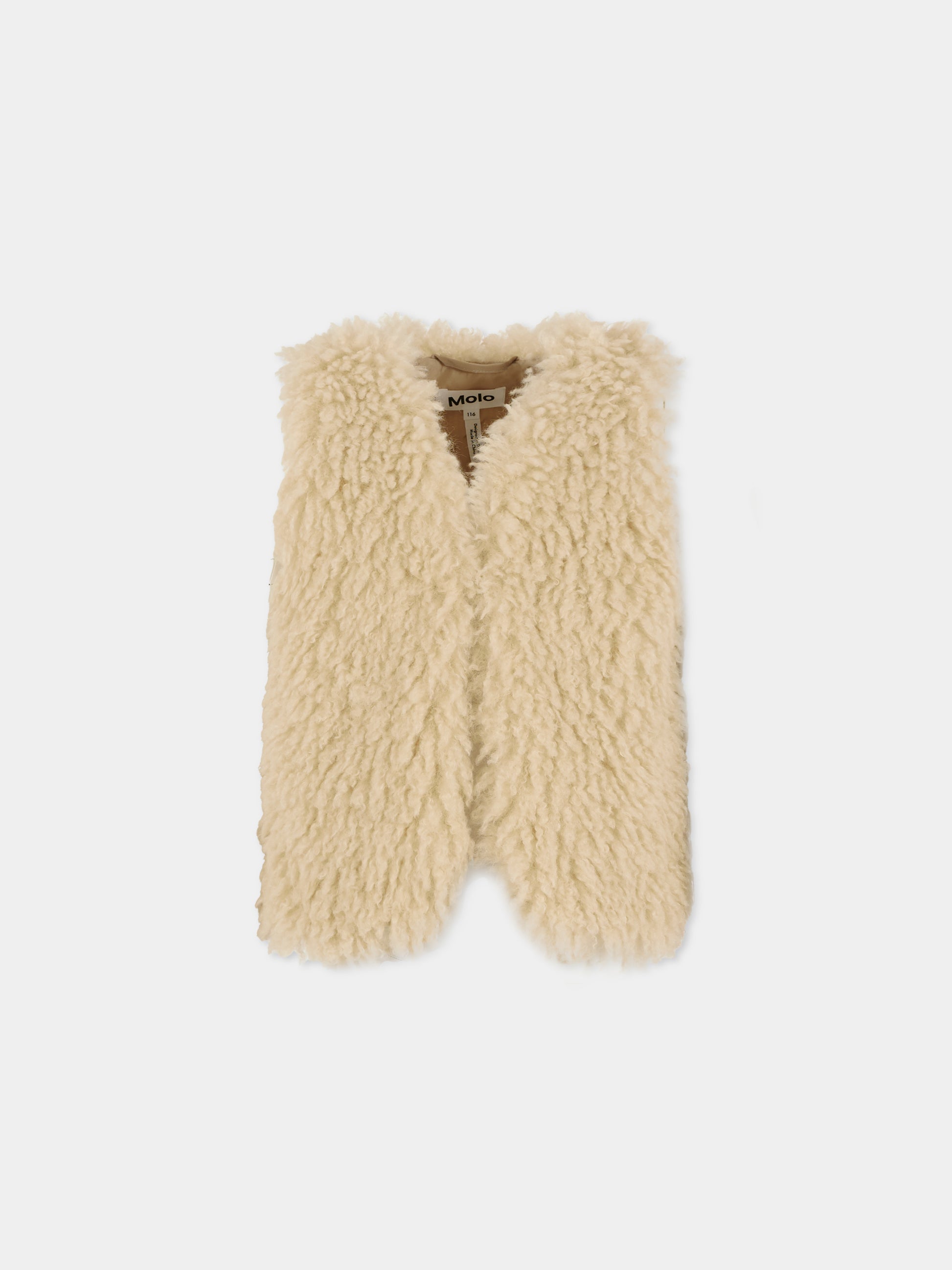 Gilet Hatcha beige per bambina con logo,Molo,2W25M204 5553