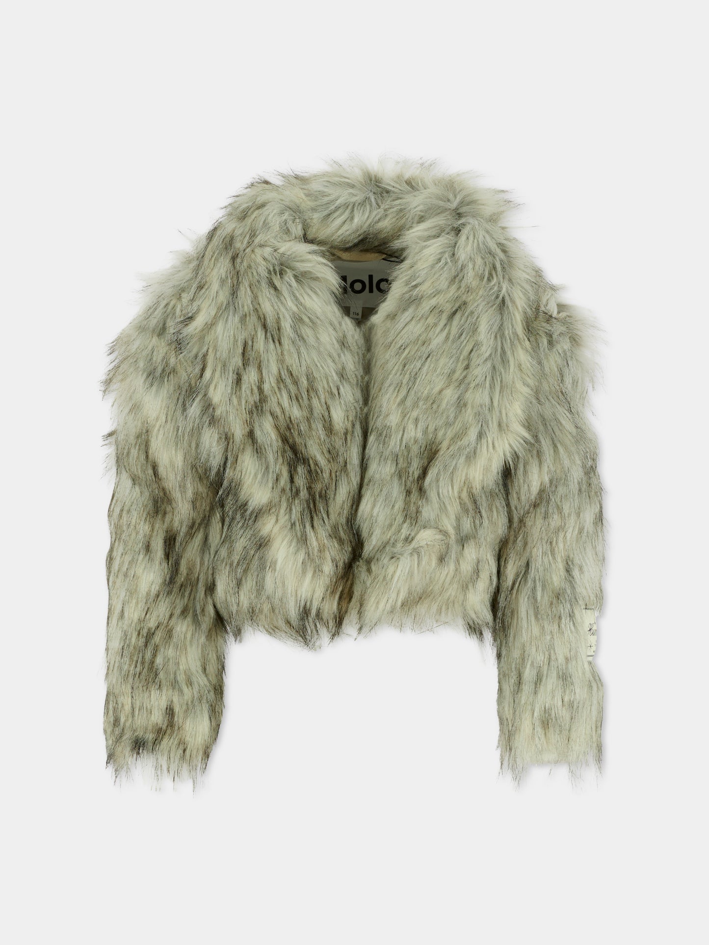 Ecopelliccia Hyacinth grigia per bambina con patch,Molo,5W25M328 297