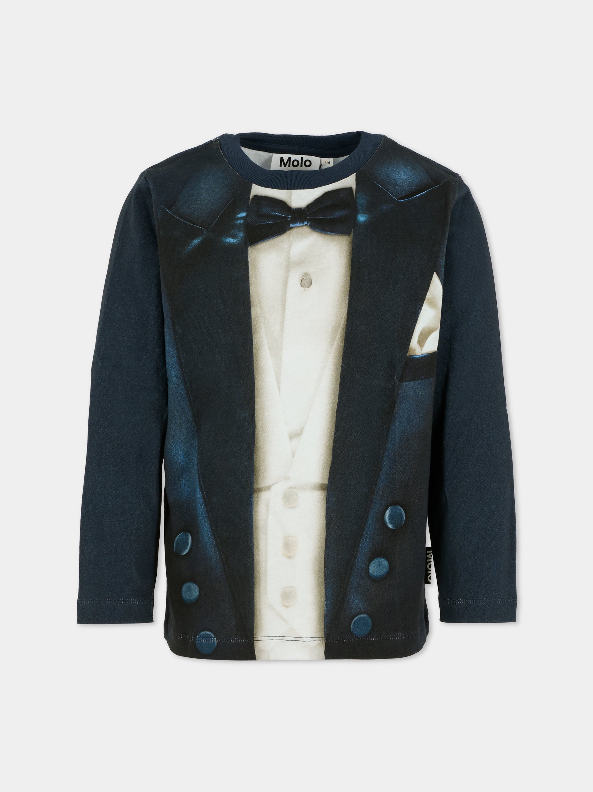 T-shirt Reif blu per bambino con stampa smoking,Molo,1W25A403 9764