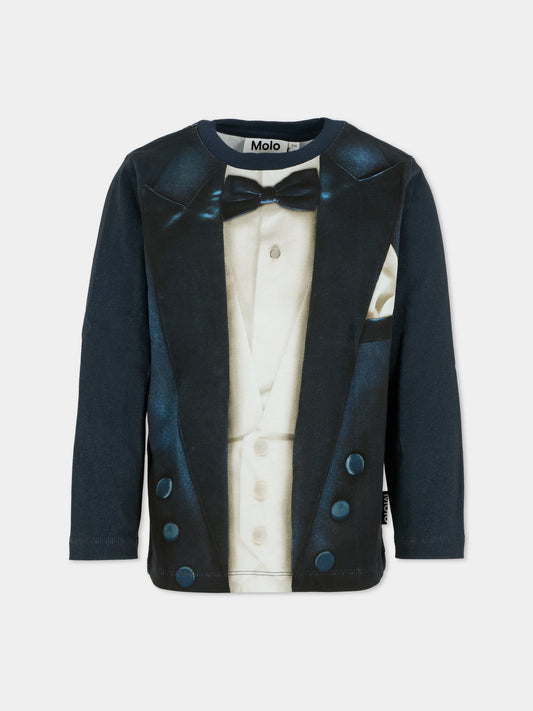 T-shirt Reif blu per bambino con stampa smoking,Molo,1W25A403 9764