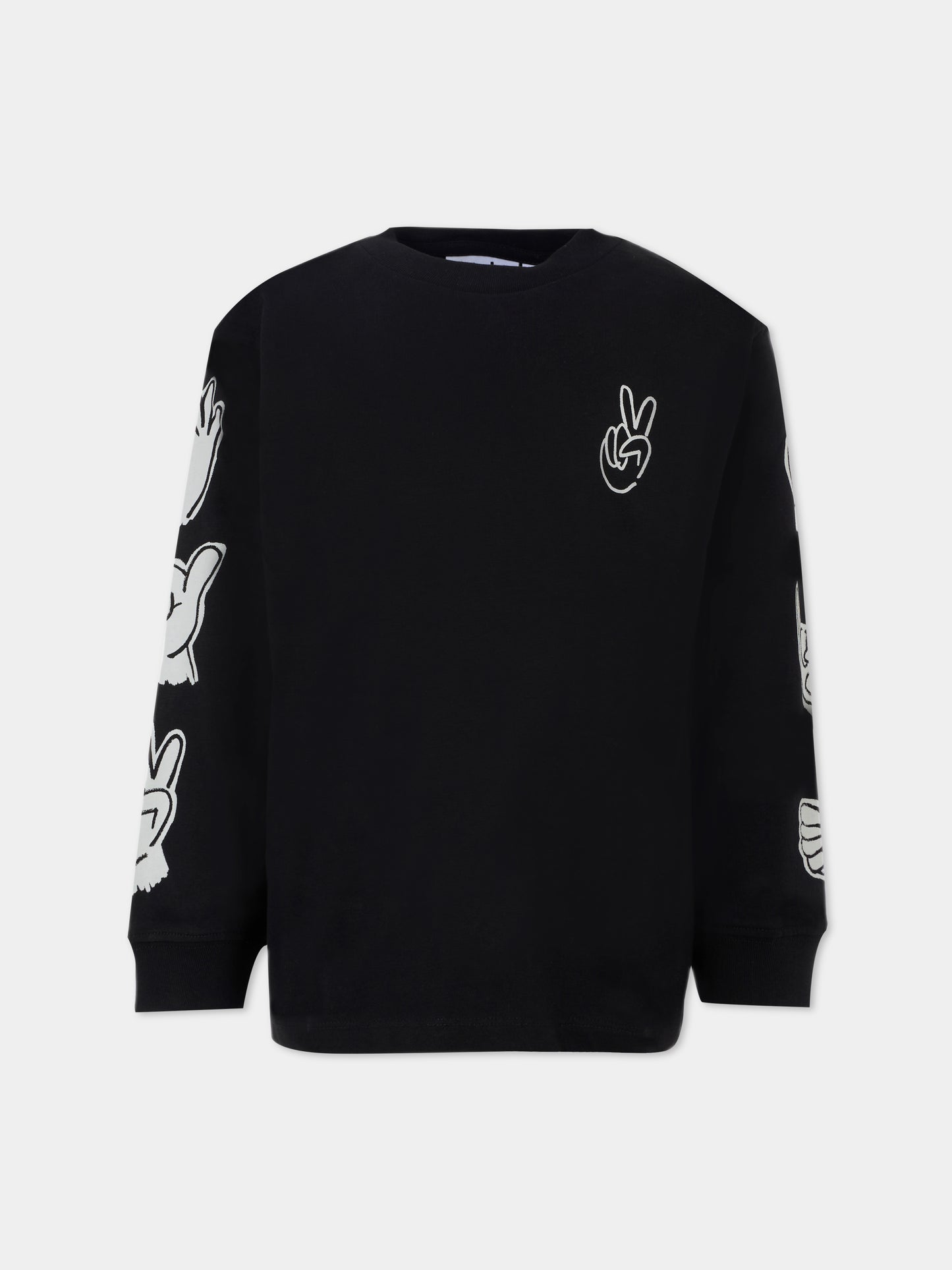 T-shirt Rube nera per bambina con mano,Molo,1W25A406 9678