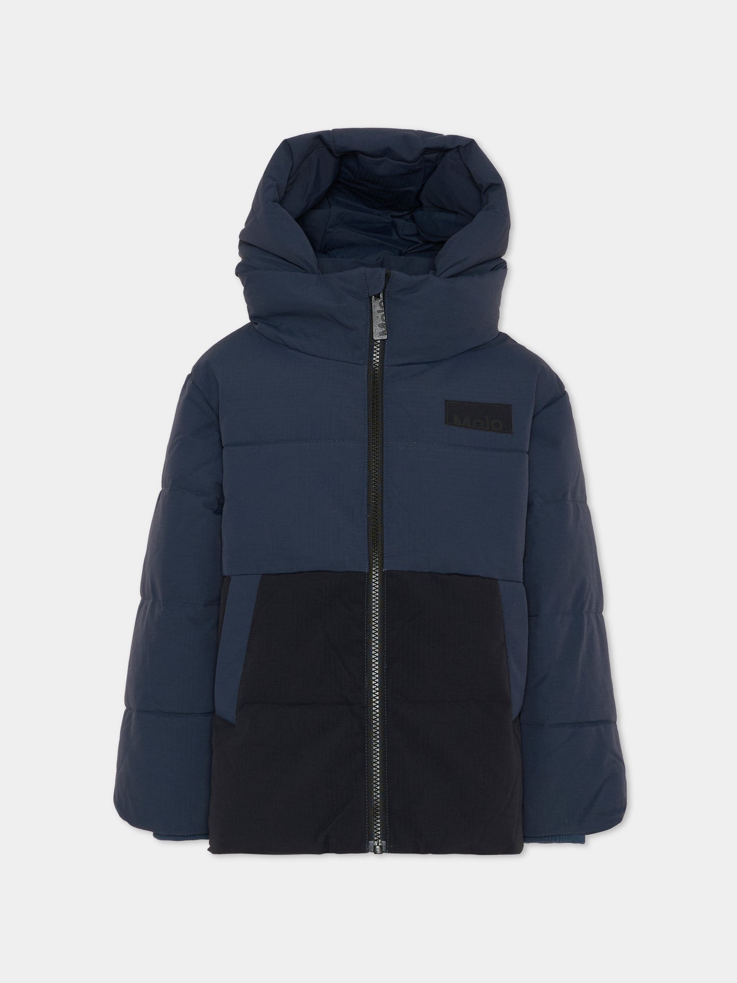 Piumino Hilo blu per bambino con logo,Molo,5W25M305 8753