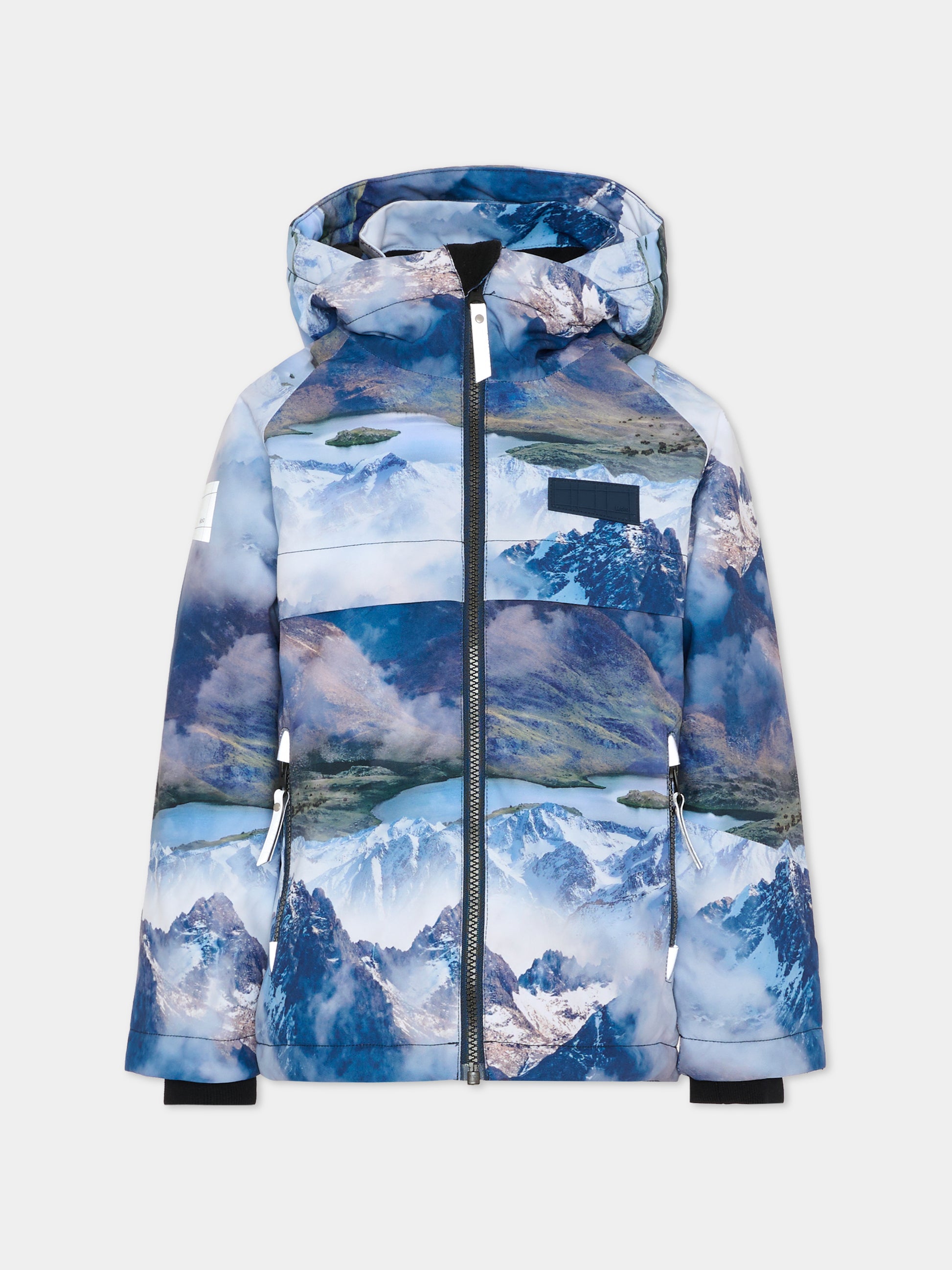 Piumino da neve Castor blu per bambino con stampa montagne,Molo,5W25M309 9367