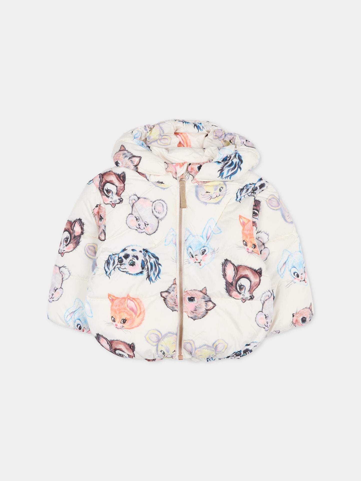 Piumino Harpo beige per neonata con stampa animali,Molo,5W25M318 9437