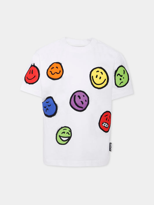 T-shirt Riley bianca per bambini con smile all over,Molo,6W25A203 5474