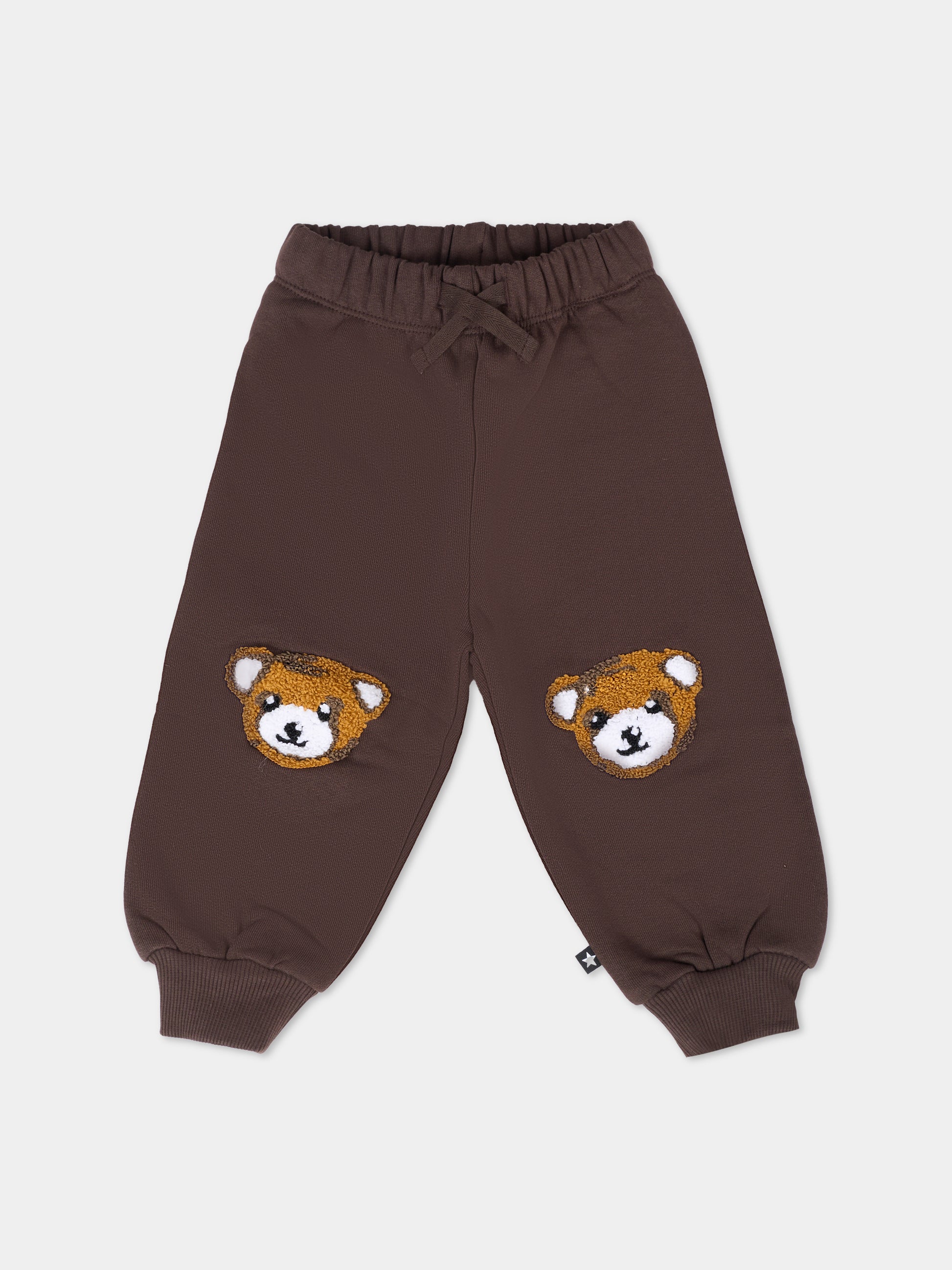 Pantaloni Simeon marroni per neonati con orso,Molo,6W25I215 5522