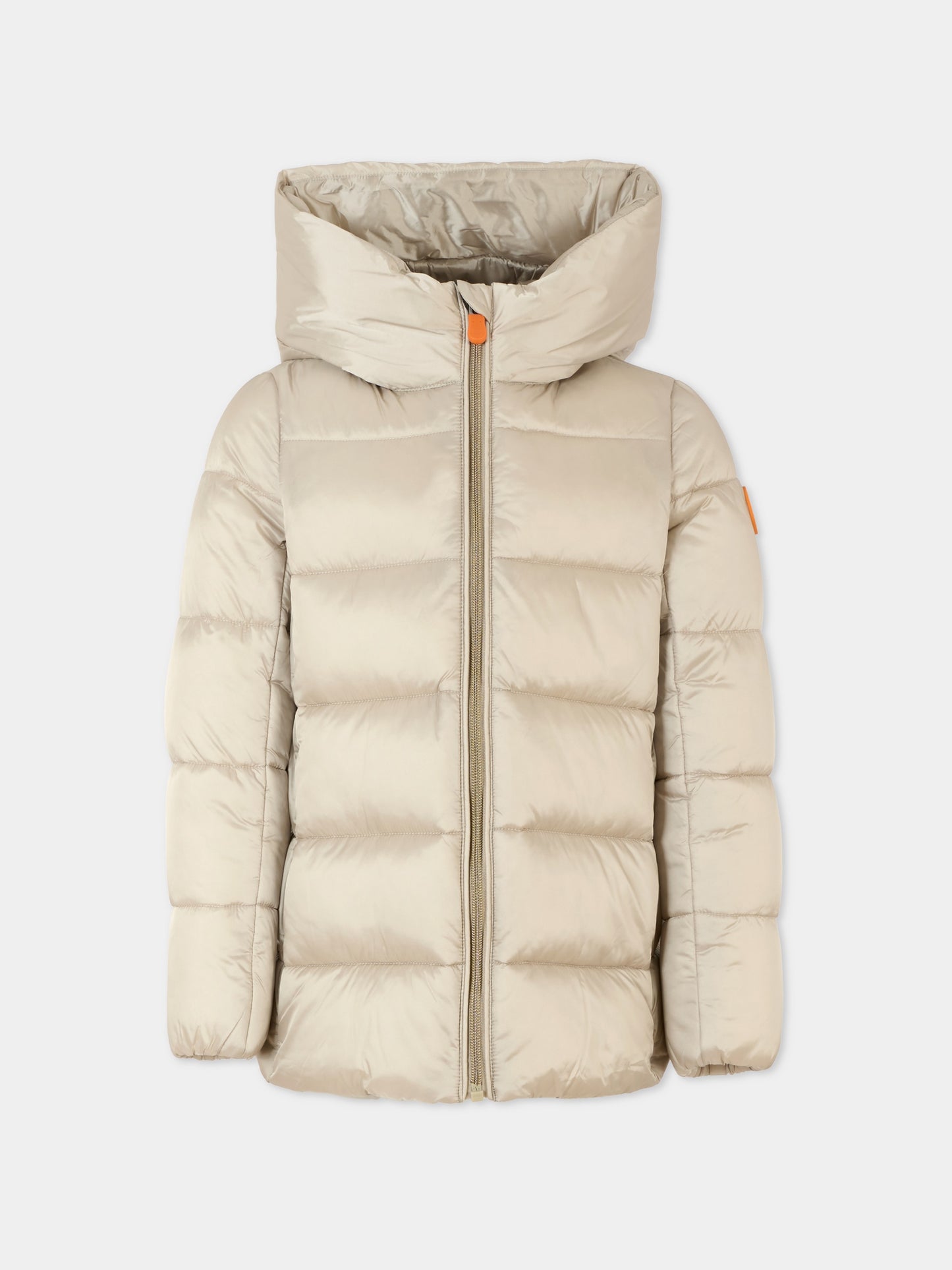 Piumino Gracie beige per bambina con logo,Save The Duck Kids,J45650G IRIS21 40019