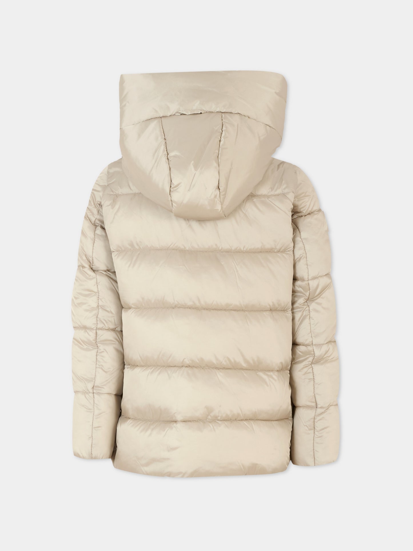 Piumino Gracie beige per bambina con logo,Save The Duck Kids,J45650G IRIS21 40019