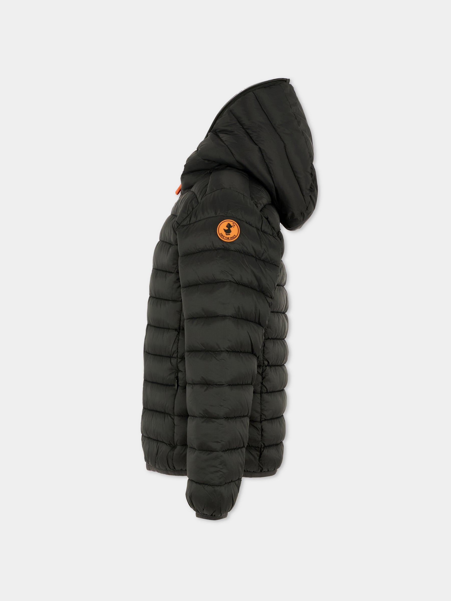 Piumino Dony nero per bambino con logo,Save The Duck Kids,J30650B GIGA21 10000