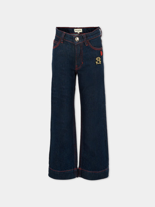 Jeans denim per bambina con logo e cuore,Sonia Rykiel Paris,A00336 Z10