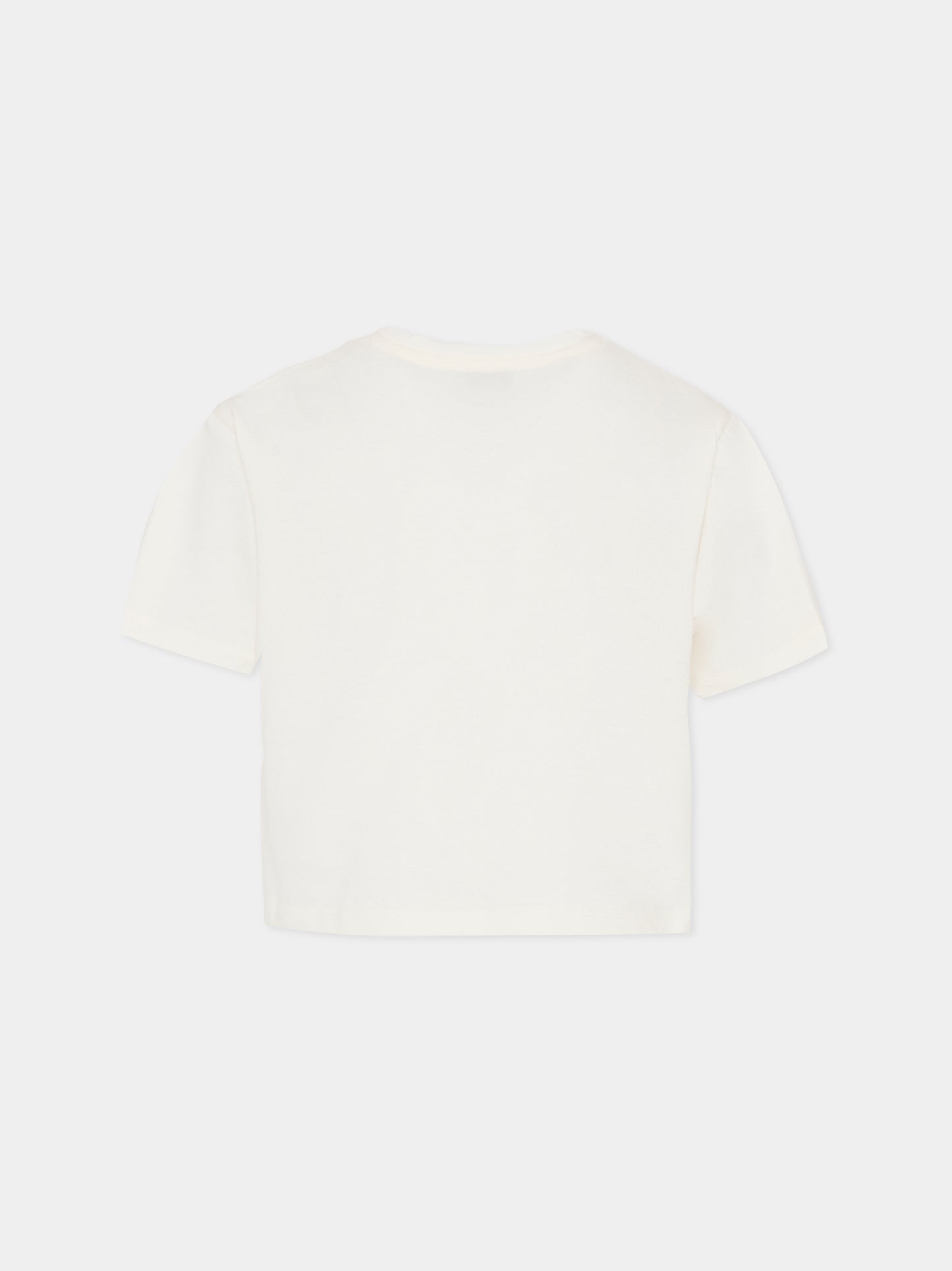 T-shirt crop avorio per bambina con logo,Sonia Rykiel Paris,A00355 117