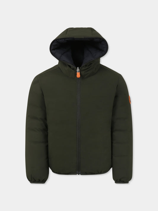 Piumino Oliver verde reversibile per bambino,Save The Duck Kids,J33600B MATT19 50071