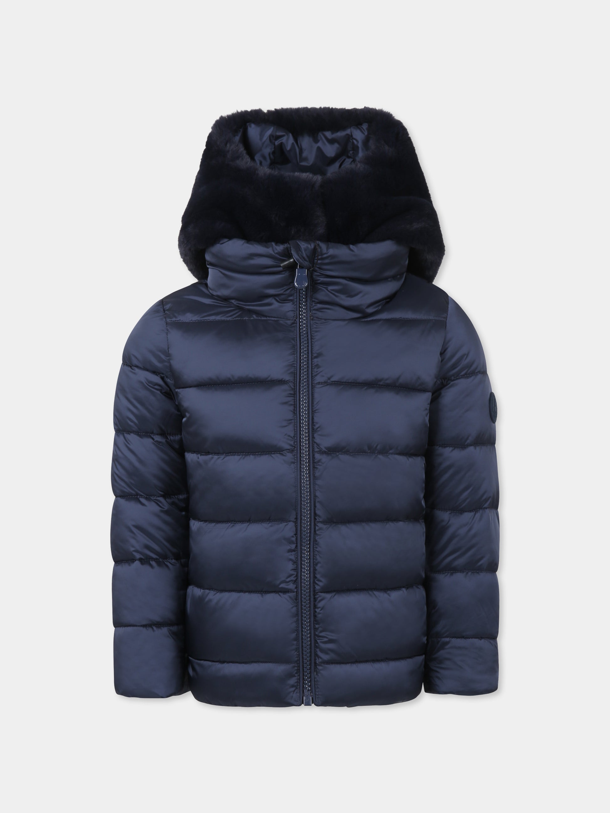 Piumino Faye blu per bambina con logo,Save The Duck Kids,J40280G JADE19 90064