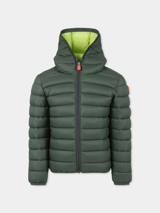 Piumino Lily verde per bambino con logo,Save The Duck Kids,J32310G GIGA19 50028
