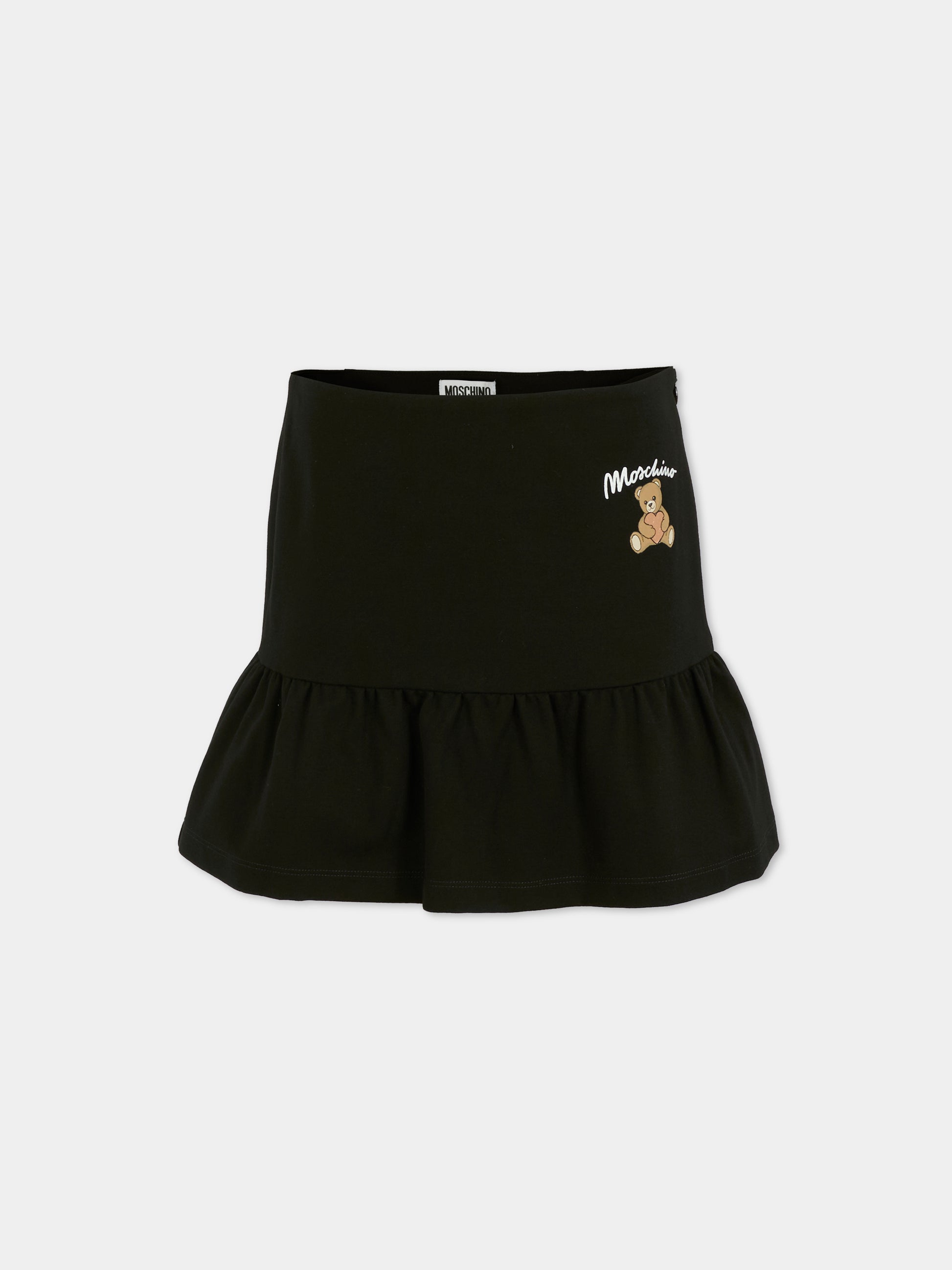 Gonna nera per bambina con Teddy Bear e cuore,Moschino Kids,HDJ03W LJA00 60100