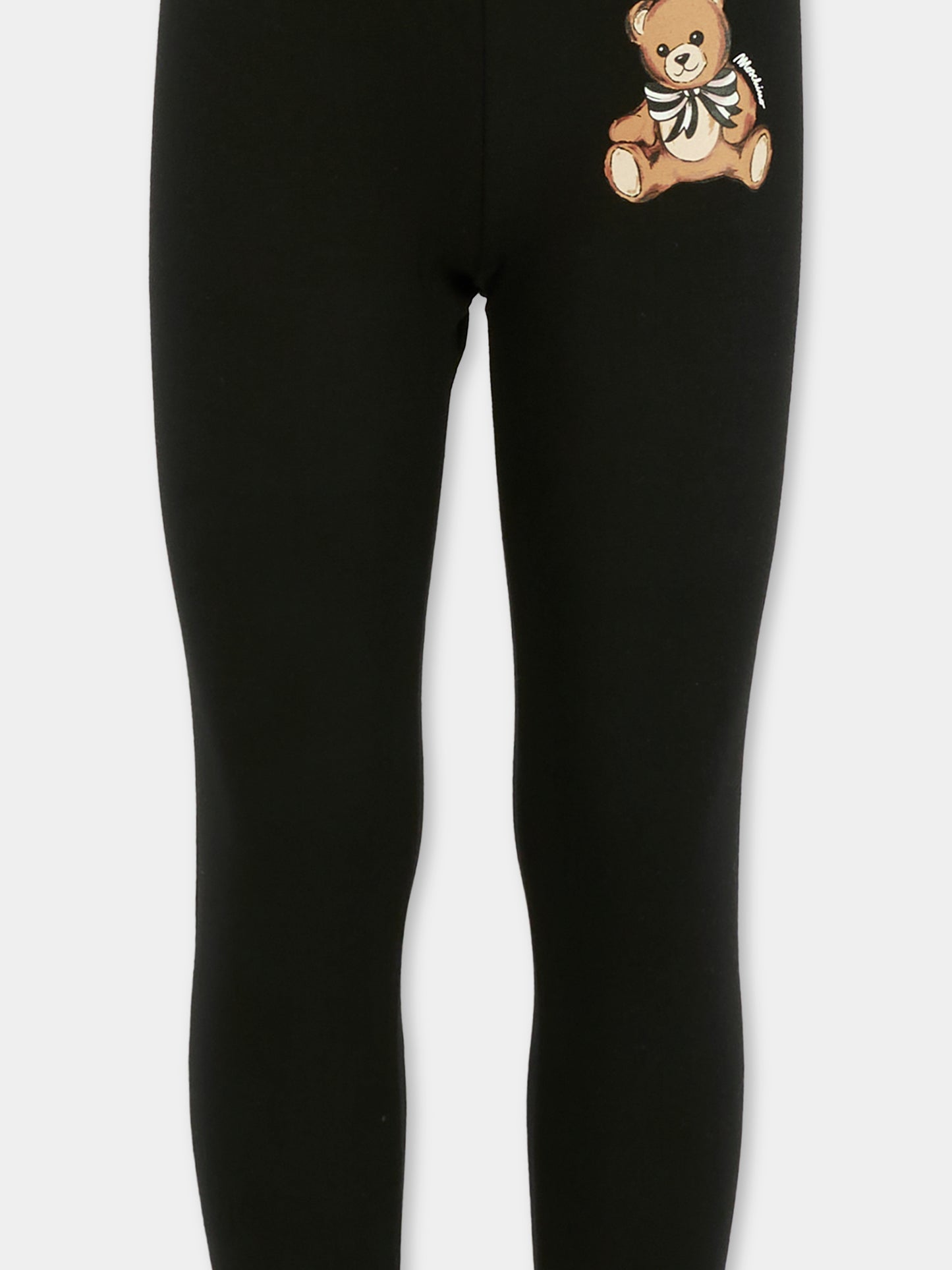 Leggings neri per bambina con Teddy Bear,Moschino Kids,HDP06Q LBA11 60100