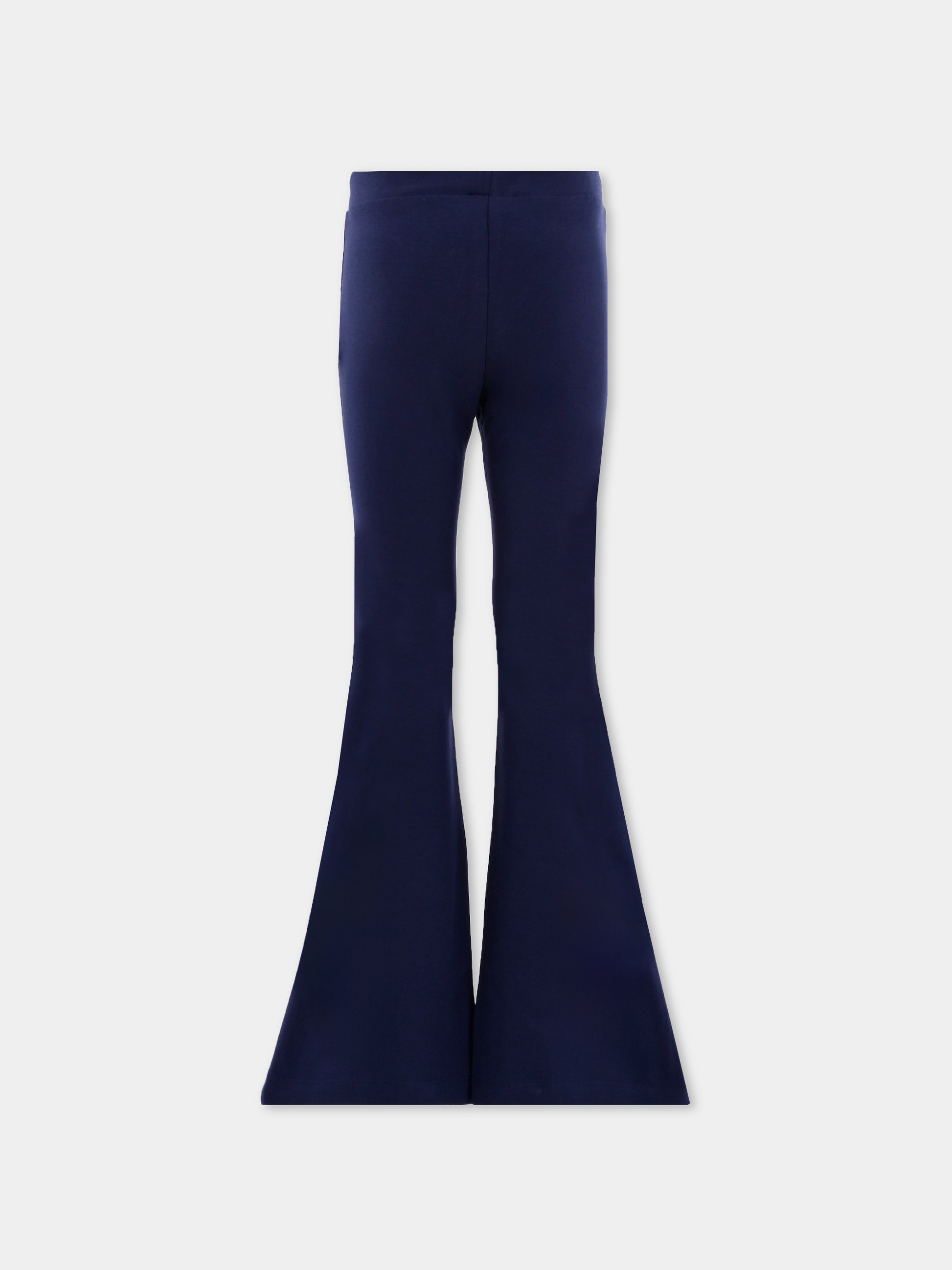 Leggings blu per bambina con logo,Moschino Kids,HDP06S LBA11 40016