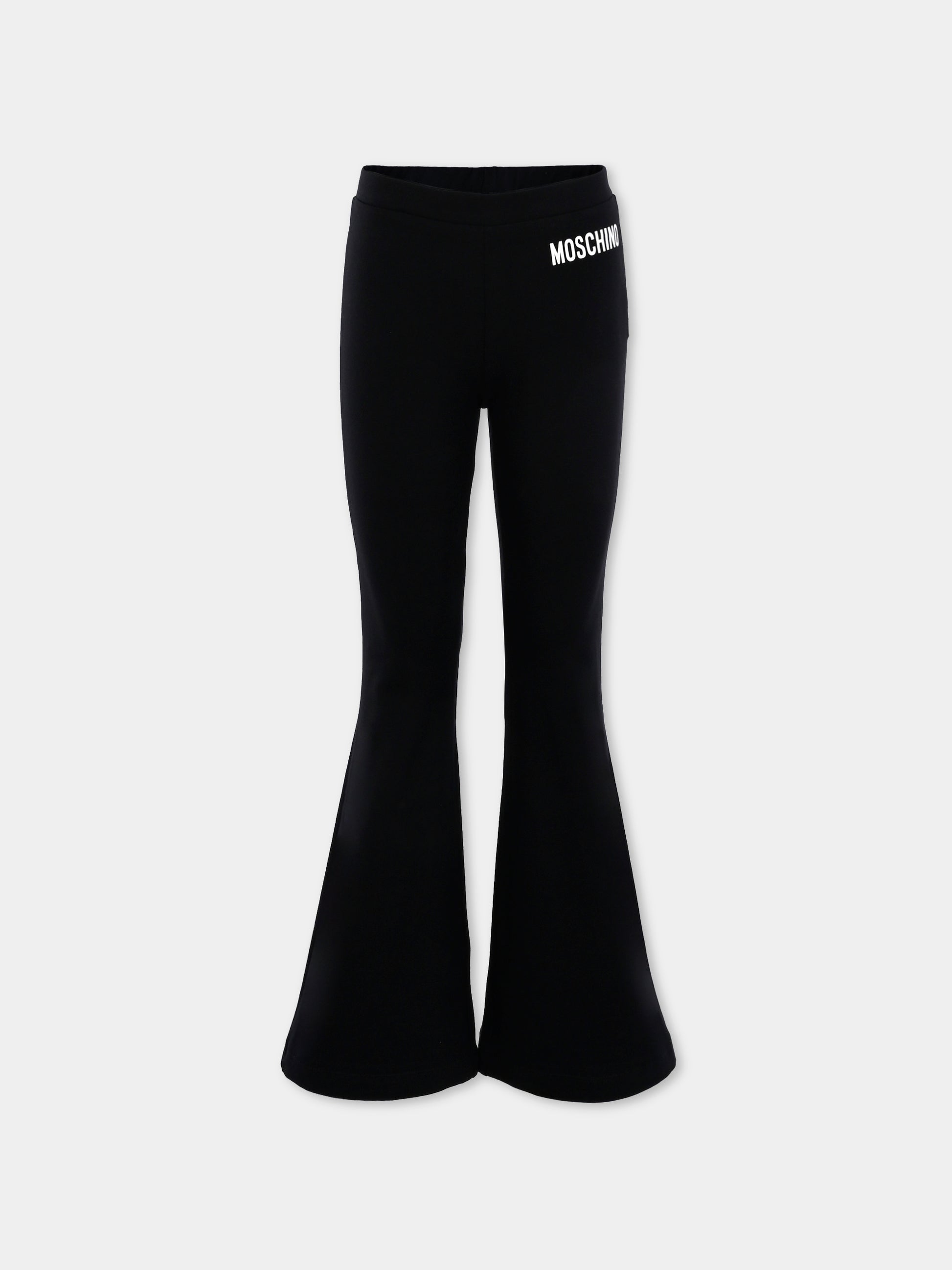 Leggings neri per bambina con logo,Moschino Kids,HDP06S LBA11 60100