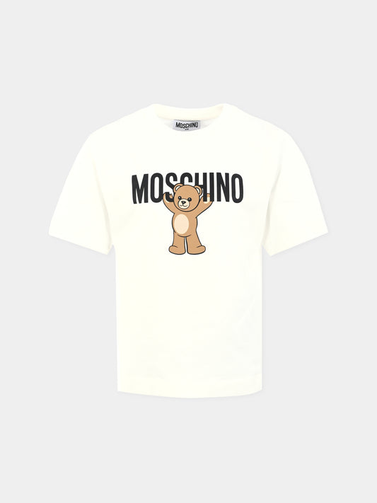 T-shirt avorio per bambini con Teddy Bear,Moschino Kids,HMM05G LAA10 10063