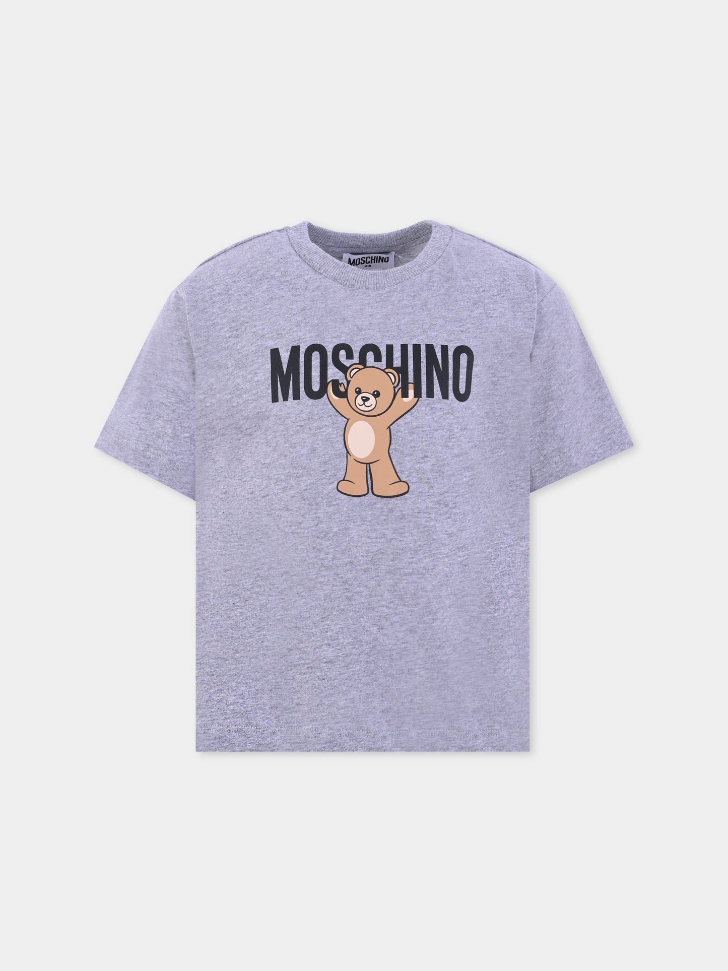 T-shirt grigia per bambini con Teddy Bear,Moschino Kids,HMM05G LAA10 60901