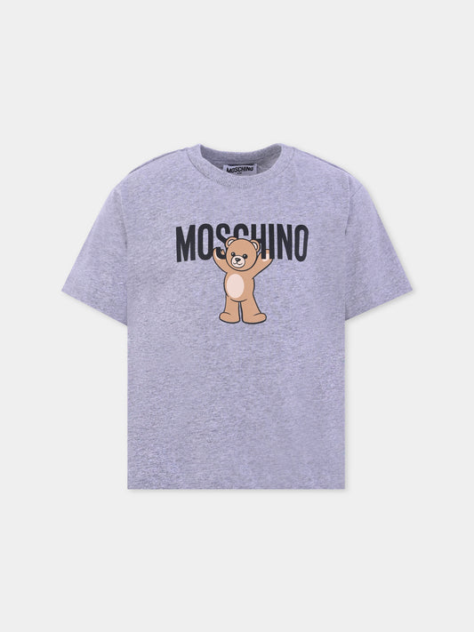 T-shirt grigia per bambini con Teddy Bear,Moschino Kids,HMM05G LAA10 60901