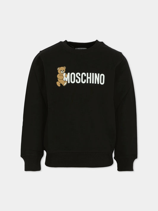 Felpa nera per bambini con Teddy Bear,Moschino Kids,HPF08V LCA83 60100
