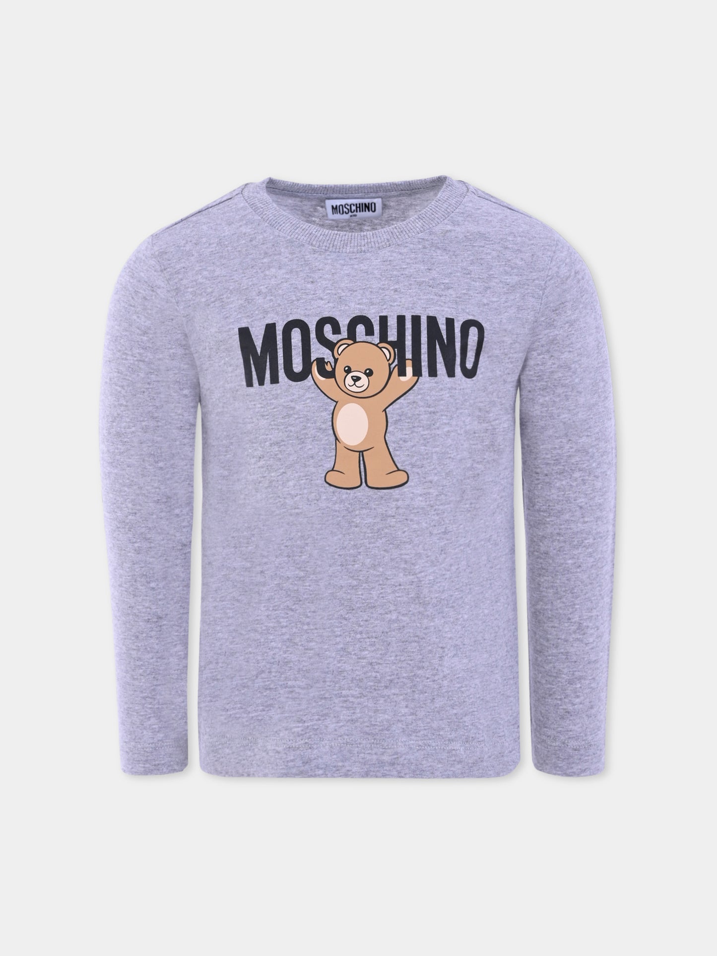 T-shirt grigia per bambini con Teddy Bear,Moschino Kids,HTO00J LAA10 60901