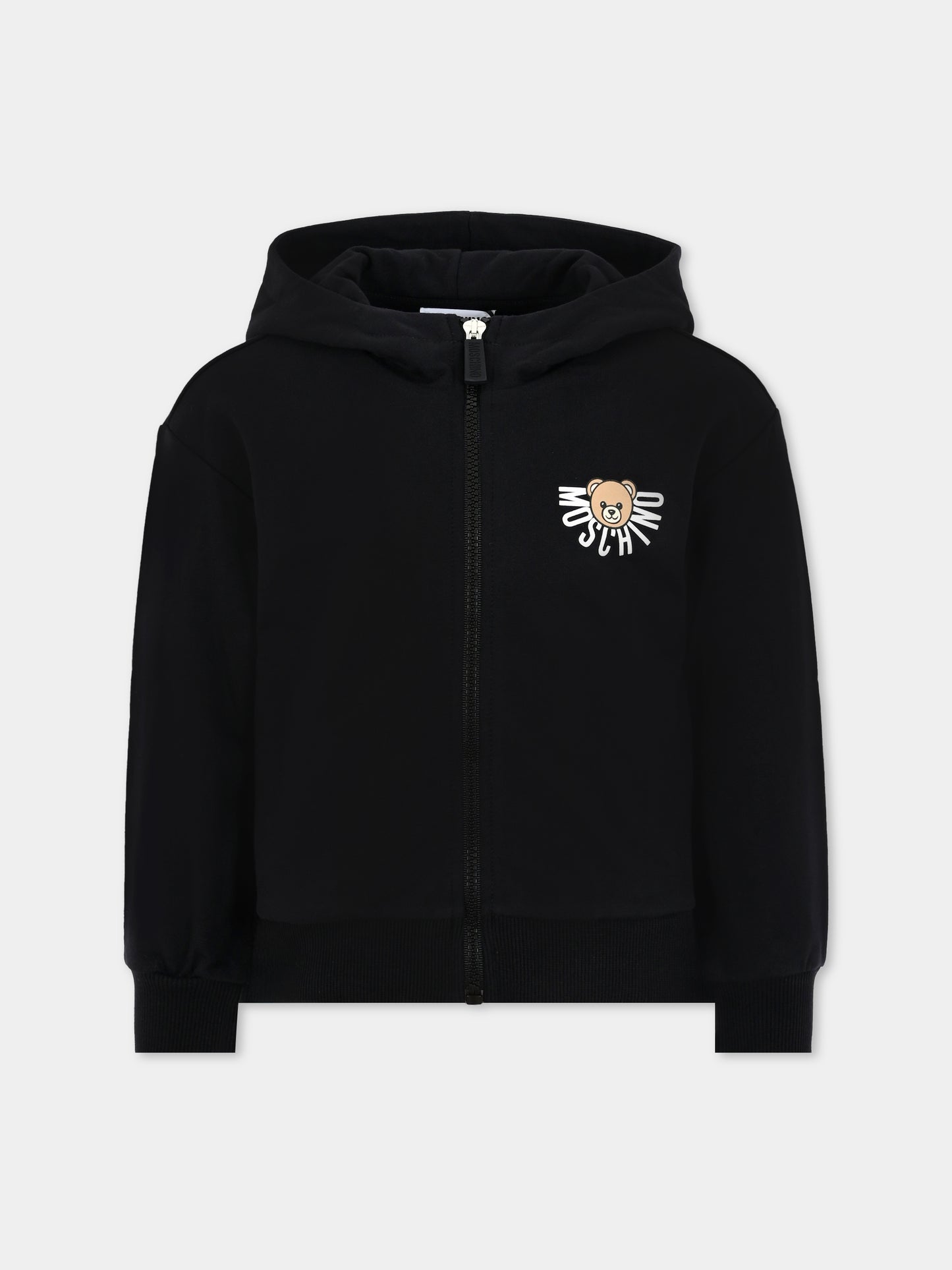 Felpa nera per bambini con logo e Teddy Bear,Moschino Kids,HUF09E LCA40 60100