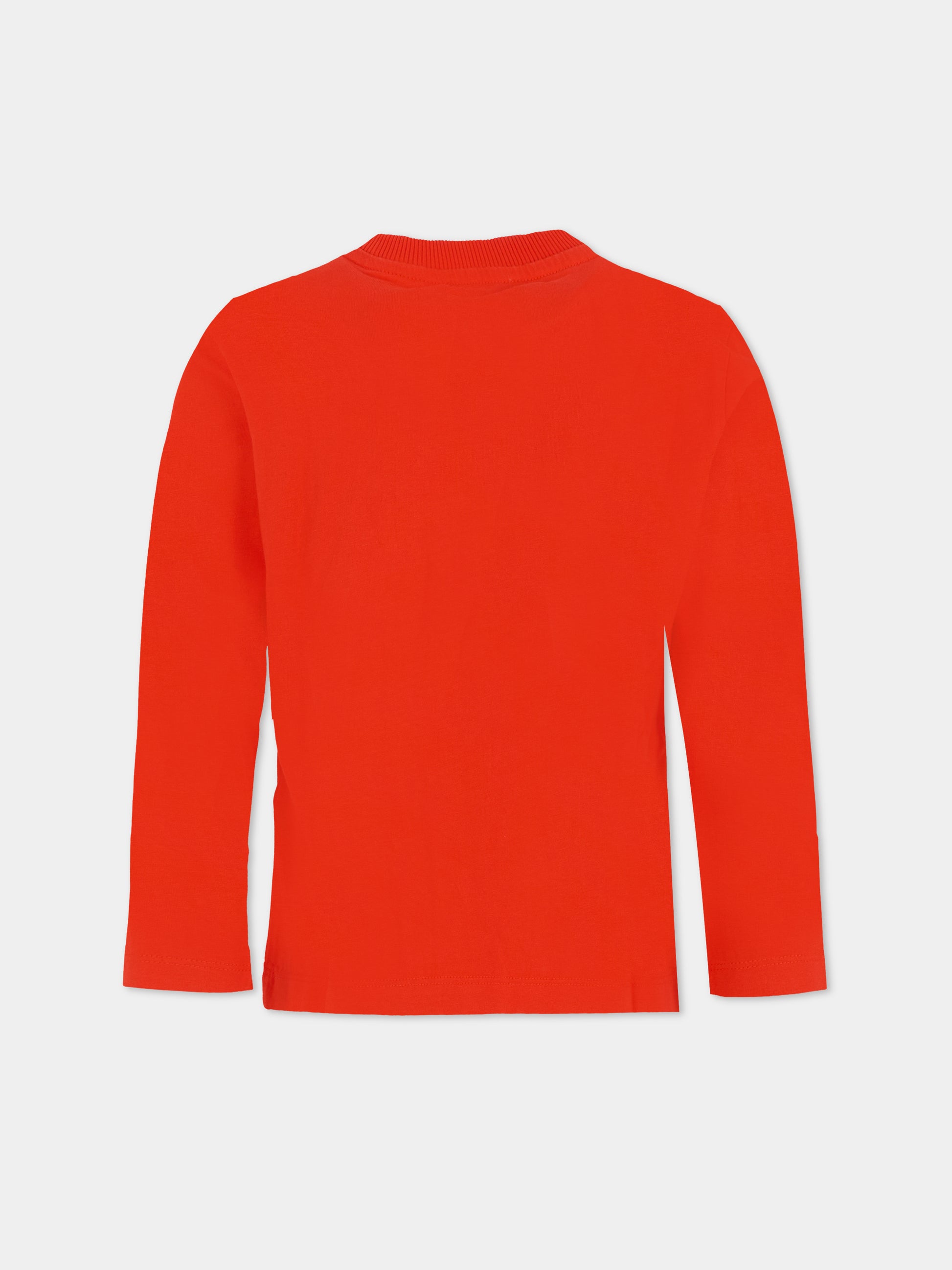 T-shirt rossa per bambini con Teddy Bear e pupazzi di neve,Moschino Kids,HUO00Z LAA01 50109