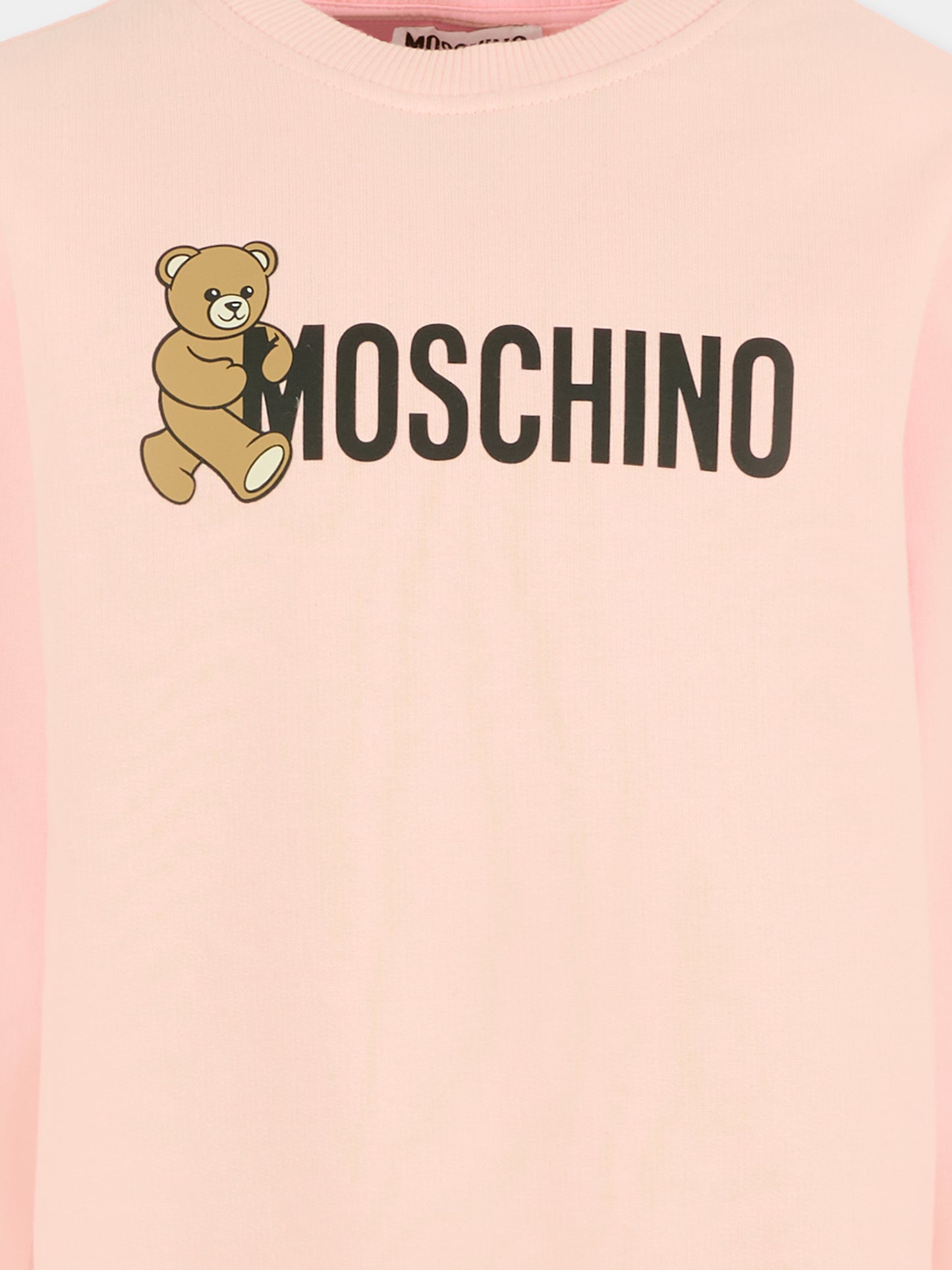 Felpa rosa per bambina con Teddy Bear,Moschino Kids,HPF08V LCA83 50209