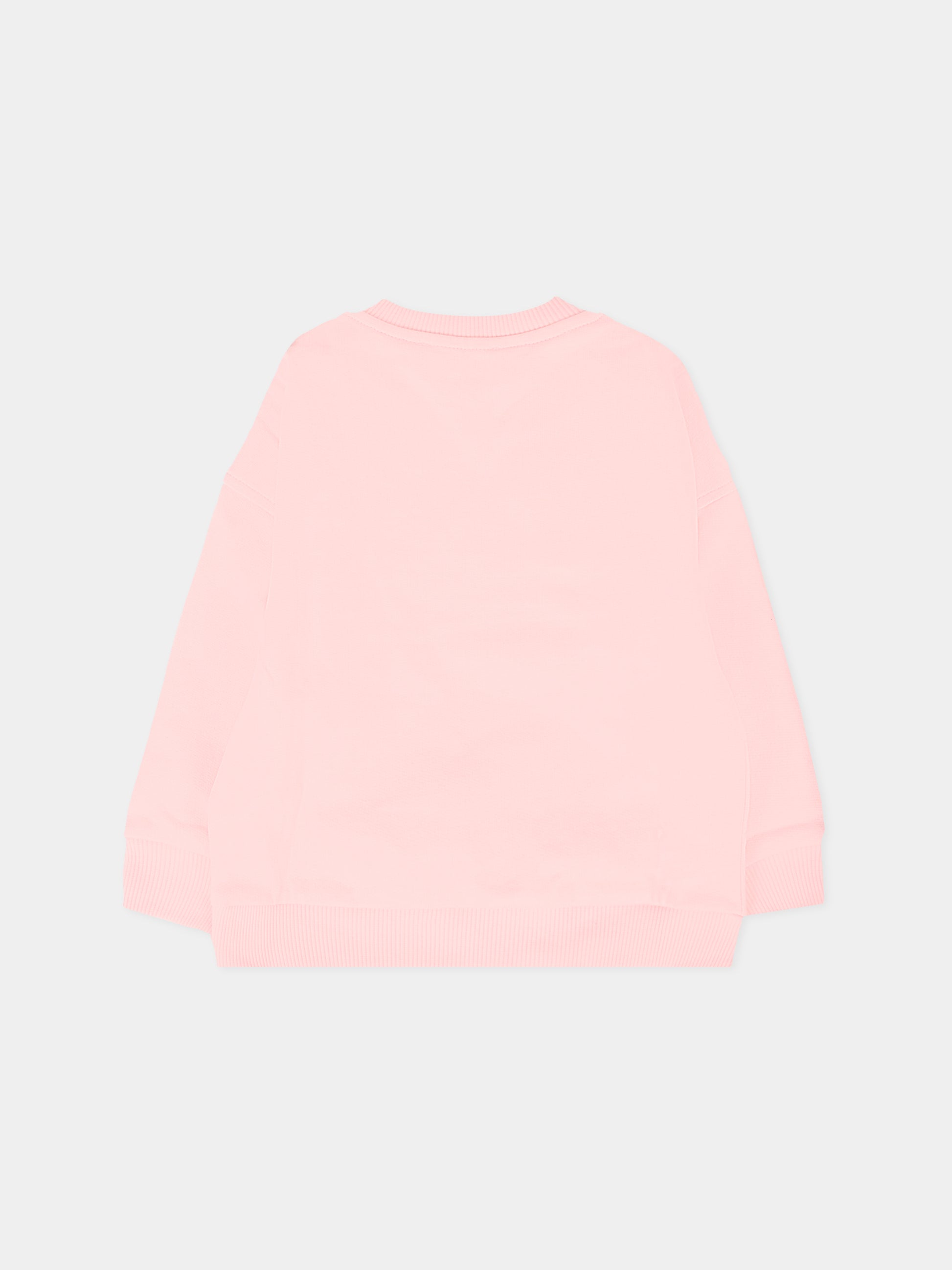 Felpa rosa per neonata con logo e Teddy Bear,Moschino Kids,M8F03Q LCA83 50209