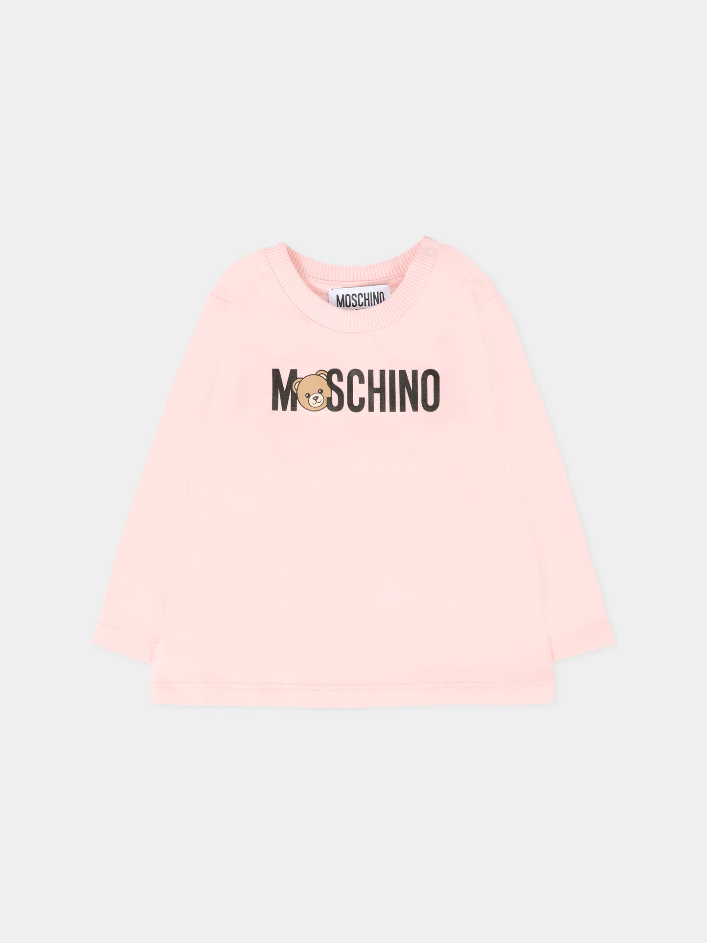 T-shirt rosa per neonata con Teddy Bear,Moschino Kids,M8O00R LAA36 50209