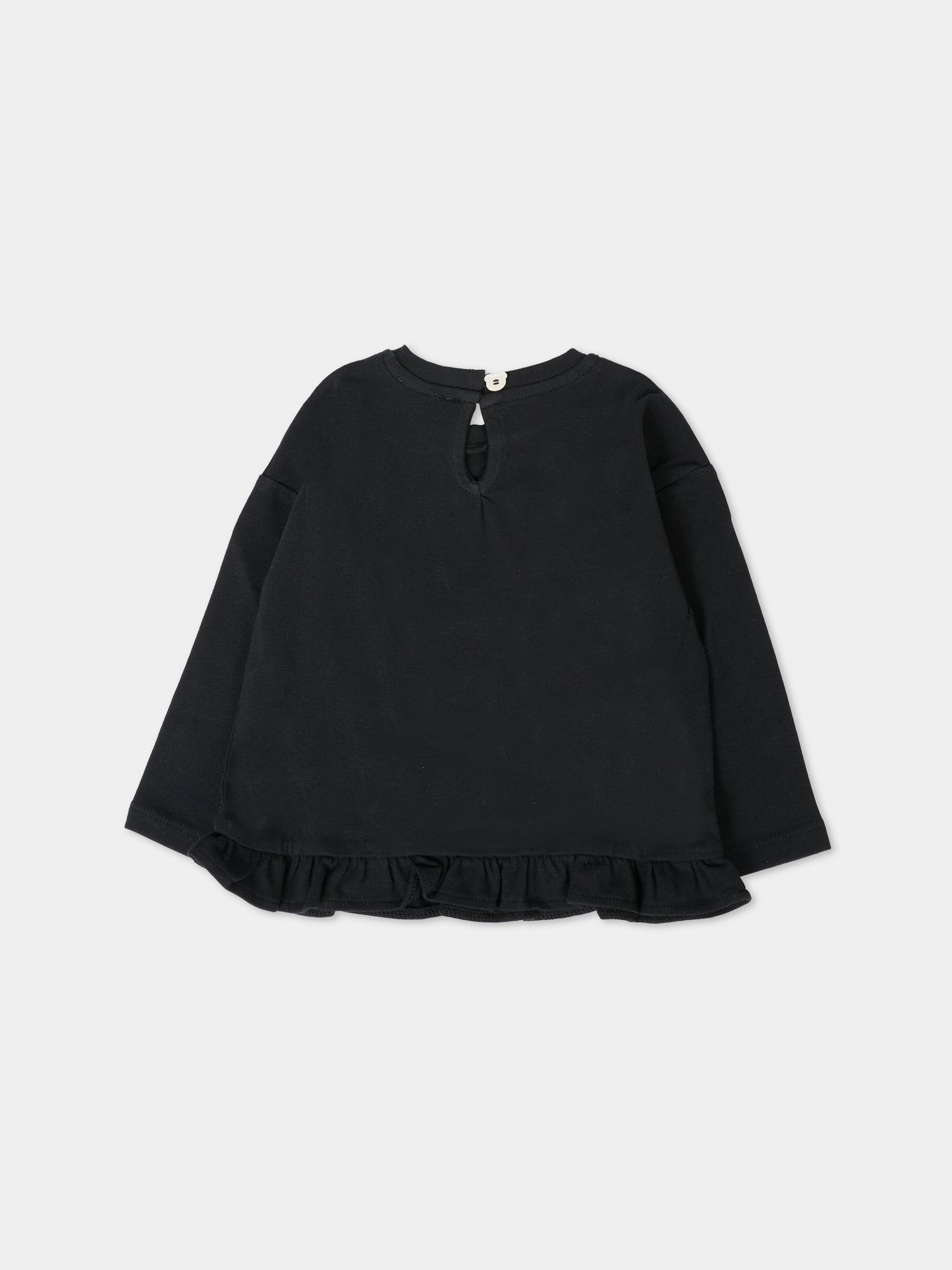 T-shirt nera per neonata con Teddy Bear e cuore,Moschino Kids,MDO00S LBA11 60100