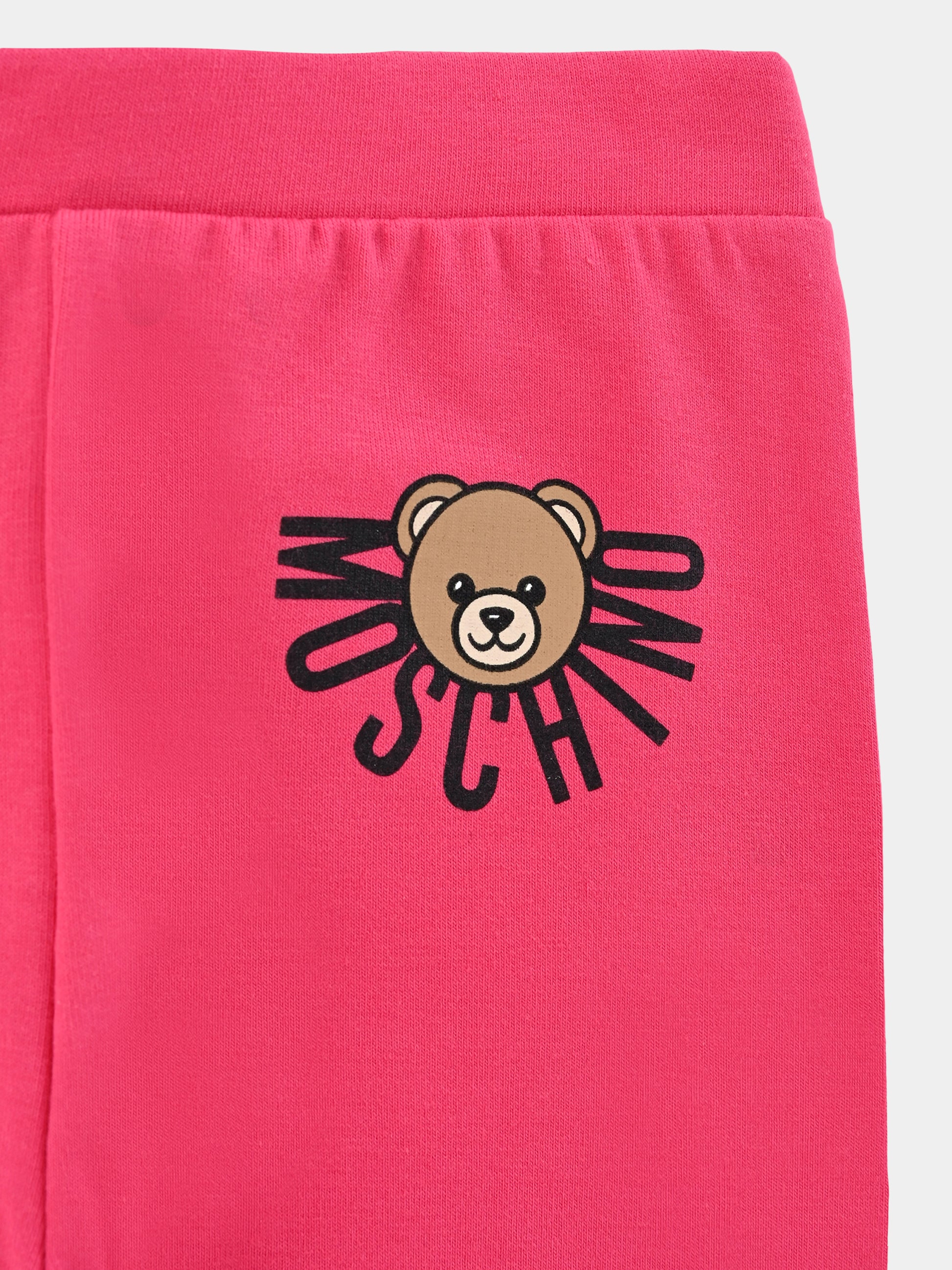 Leggings fucsia per neonata con logo e Teddy Bear,Moschino Kids,MGP032 LBA23 50541