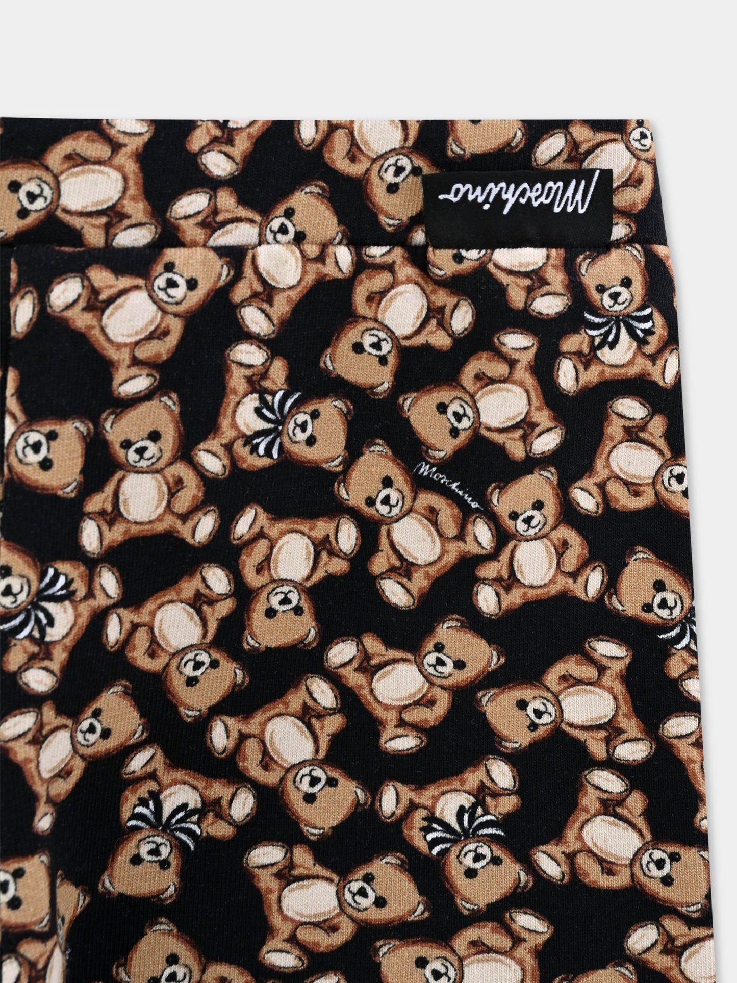 Leggings neri per neonata con Teddy Bear all over,Moschino Kids,MHP032 LBB8E 84923