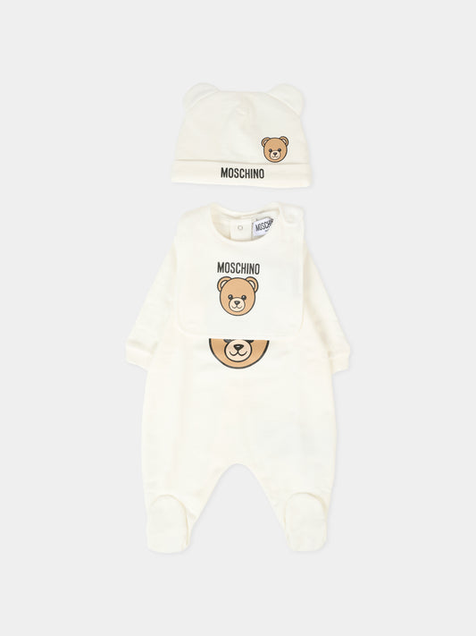 Set tutine avorio per neonati con Teddy Bear,Moschino Kids,MMY08B LCA40 10063