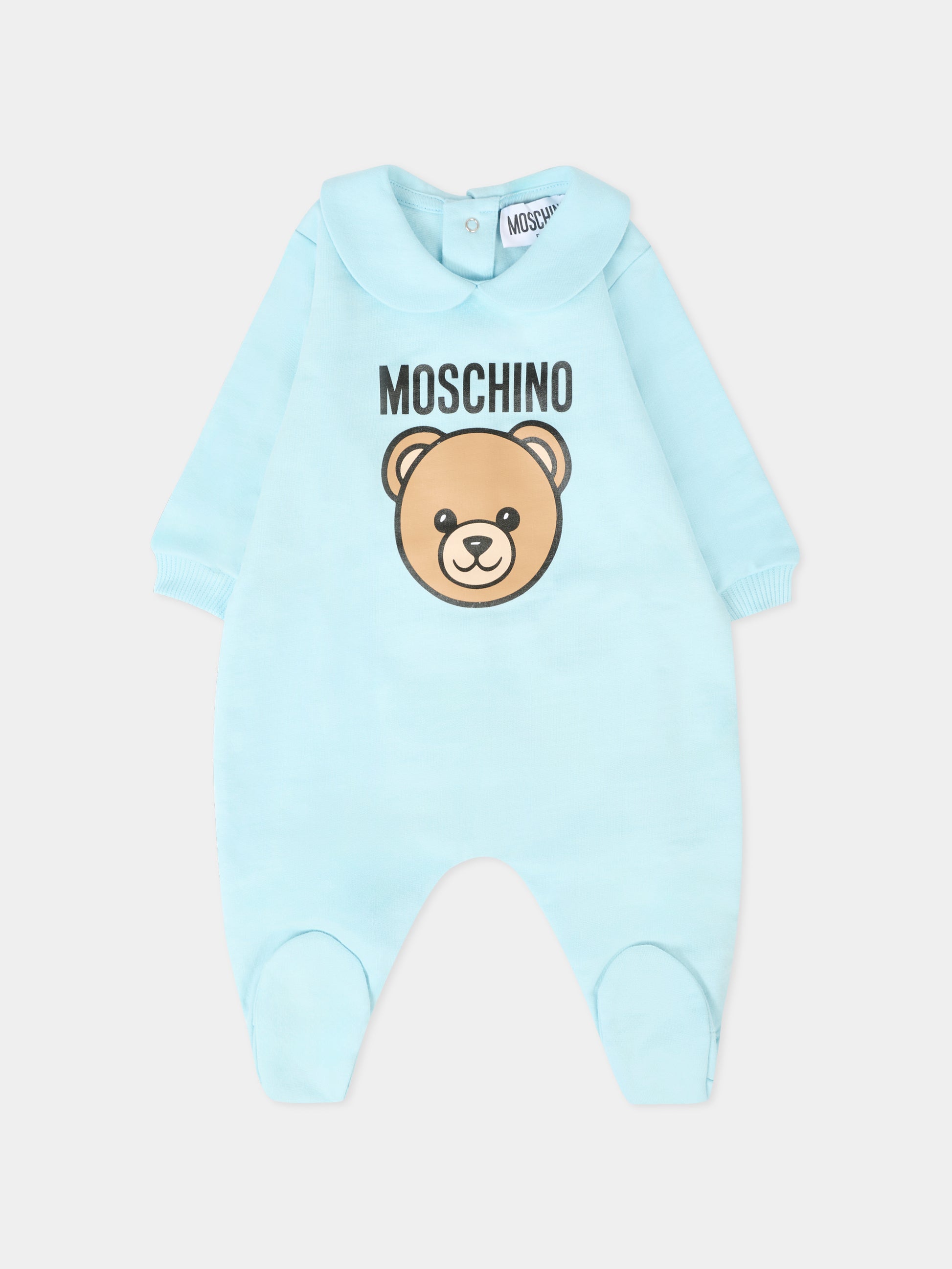 Set tutine celeste per neonato con Teddy Bear,Moschino Kids,MMY08B LCA40 40304