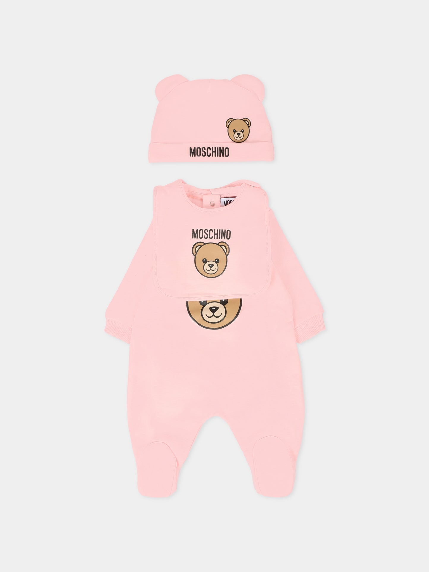 Set tutine rosa per neonata con Teddy Bear,Moschino Kids,MMY08B LCA40 50209
