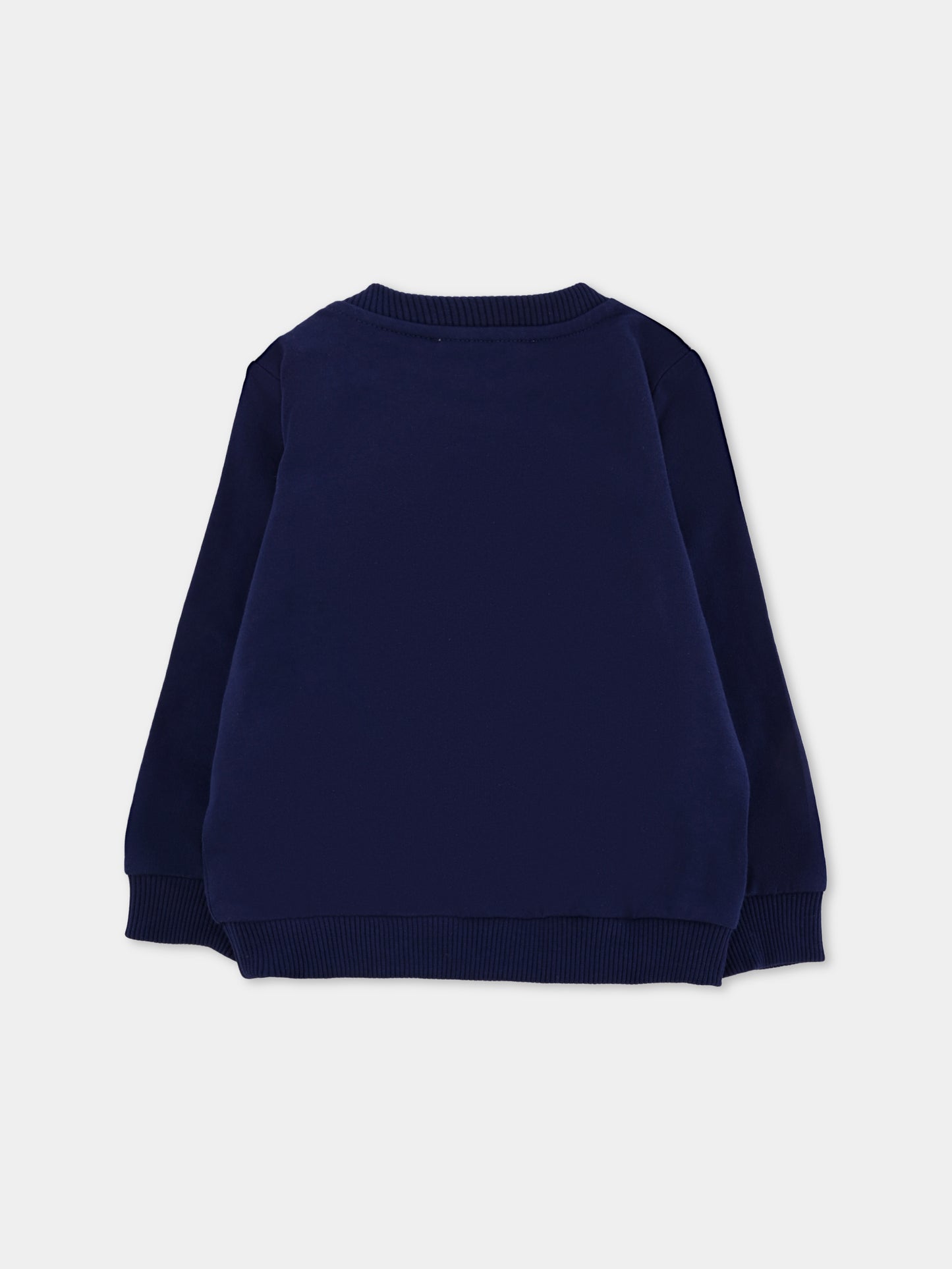 Felpa blu per neonati con logo e Teddy Bear,Moschino Kids,MNF060 LCA40 40016