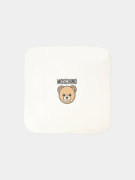 Coperta avorio per neonati con Teddy Bear,Moschino Kids,MQB00F LCA40 10063
