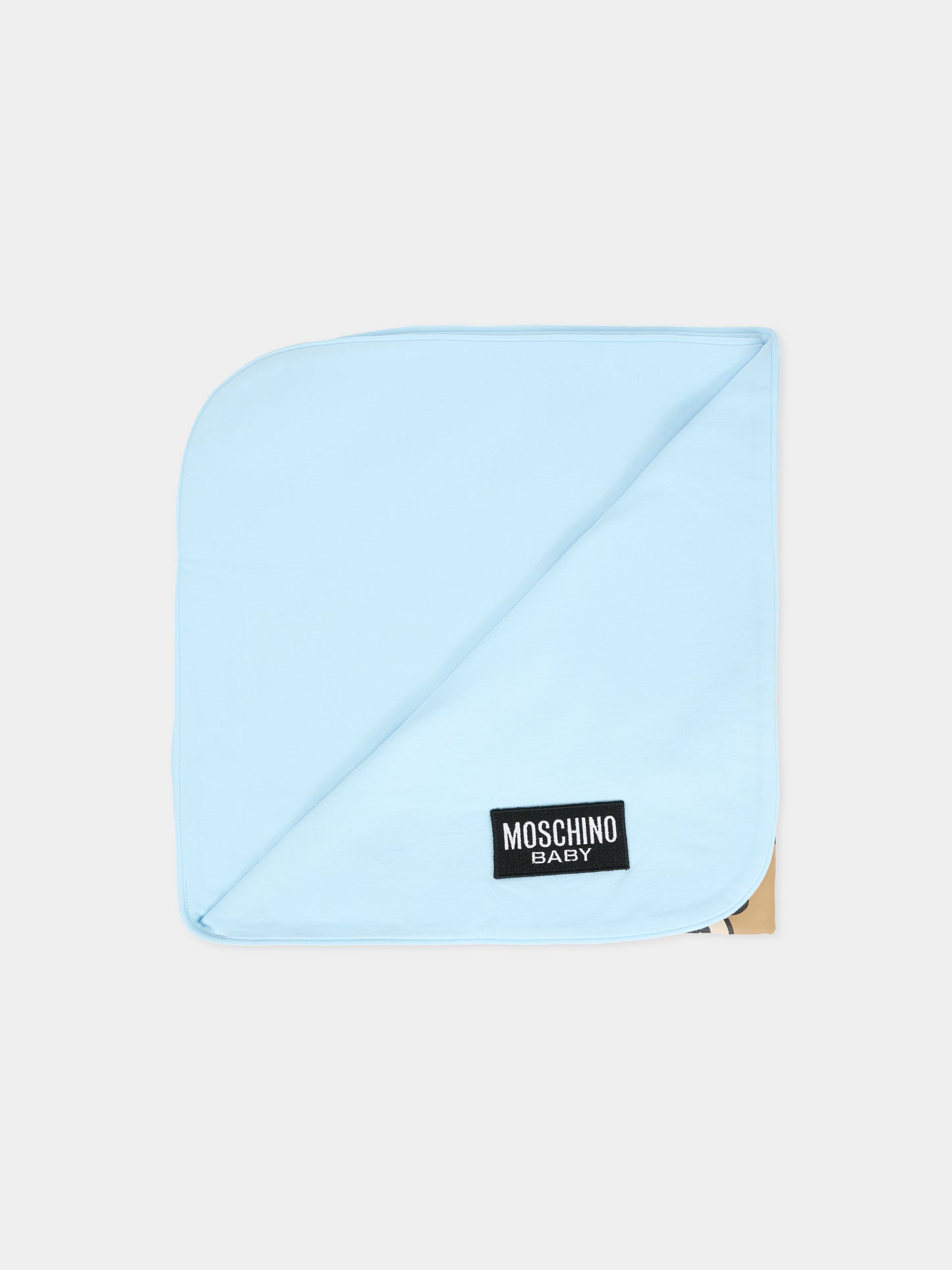 Coperta celeste per neonato con Teddy Bear,Moschino Kids,MQB00F LCA40 40304