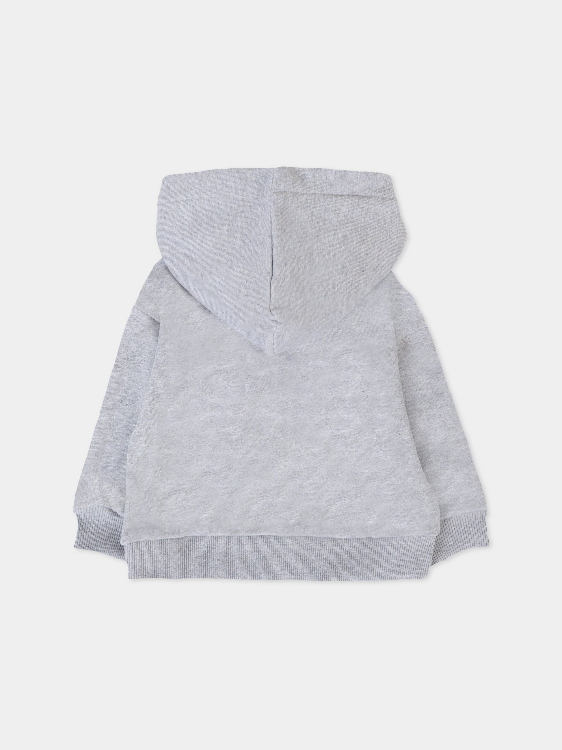 Felpa grigia per neonati con Teddy Bear e logo,Moschino Kids,MUF05Z LCA15 60901