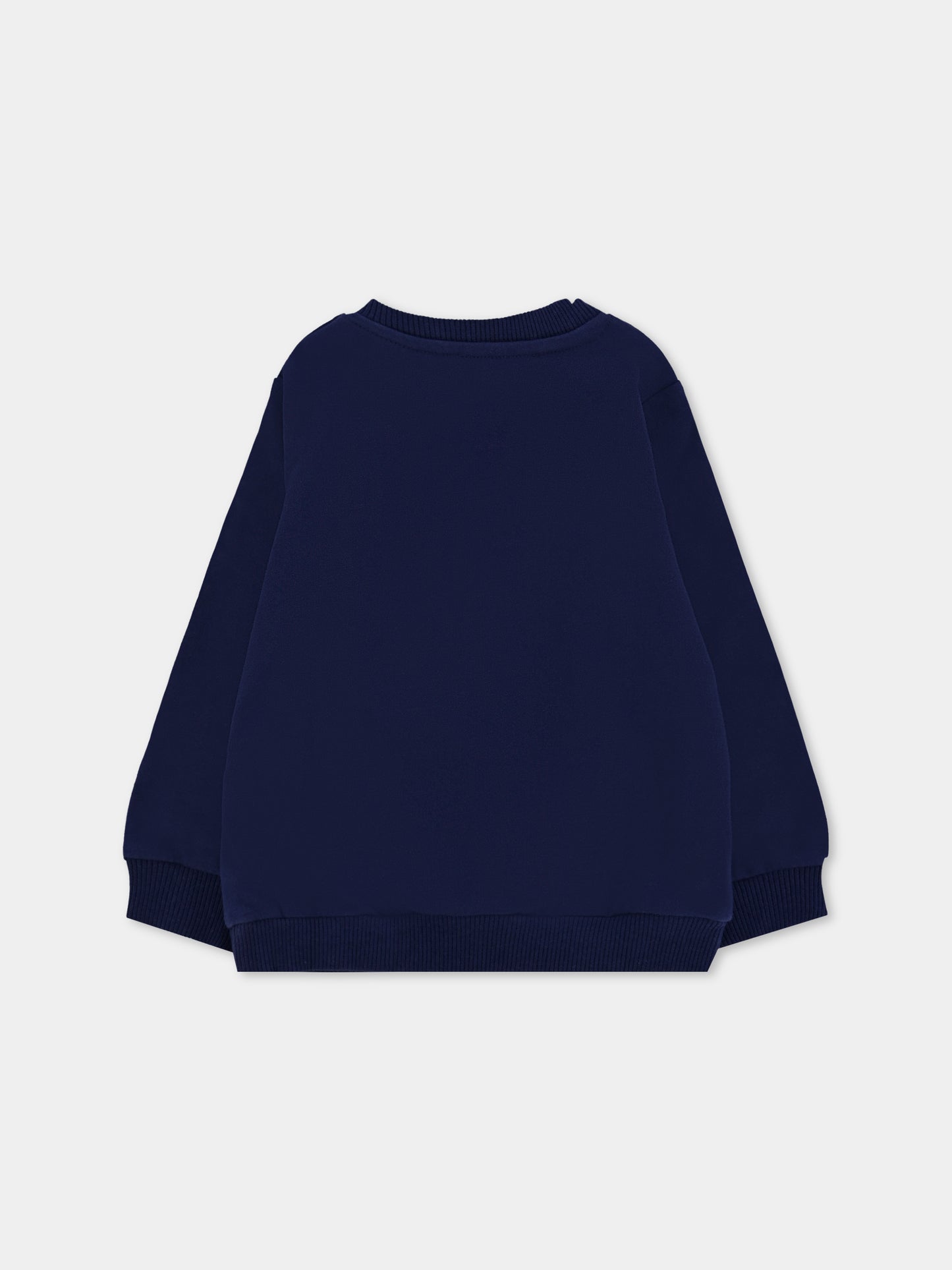 Felpa blu per neonati con logo e Teddy Bear,Moschino Kids,MUF063 LCA40 40016