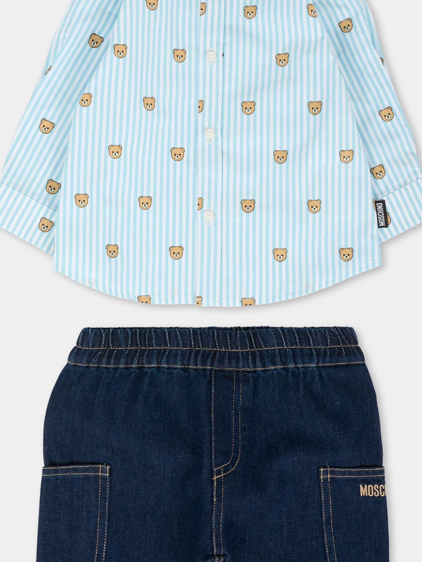 Completo blu per neonato con Teddy Bear,Moschino Kids,MUK057 L0E34 40109