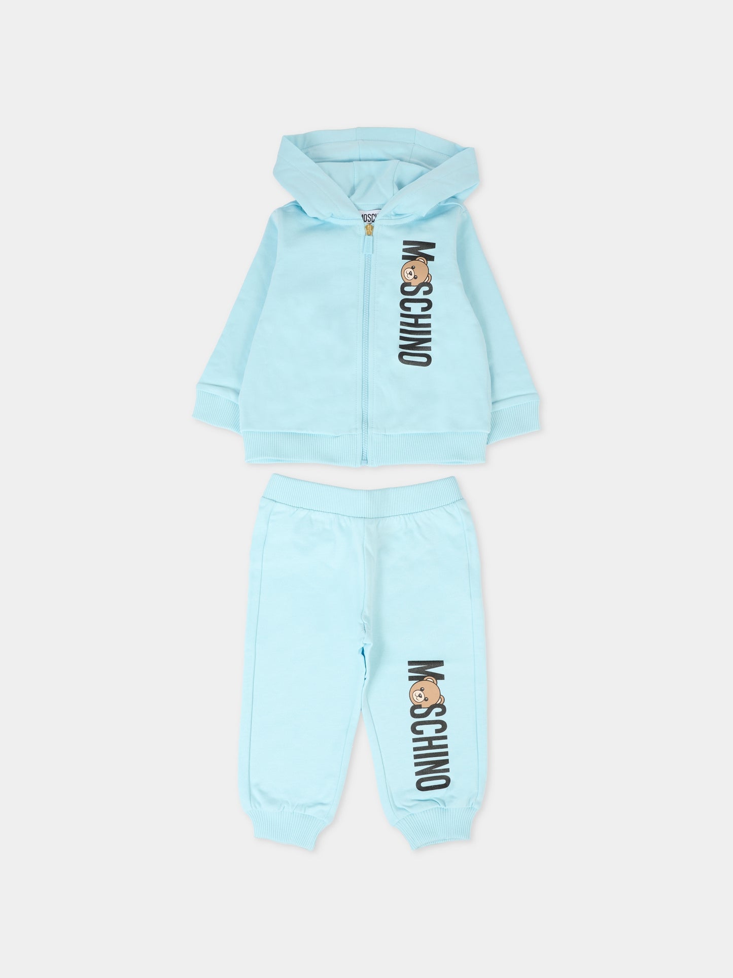 Completo celeste per neonato con Teddy Bear,Moschino Kids,MUK05D LCA63 40304