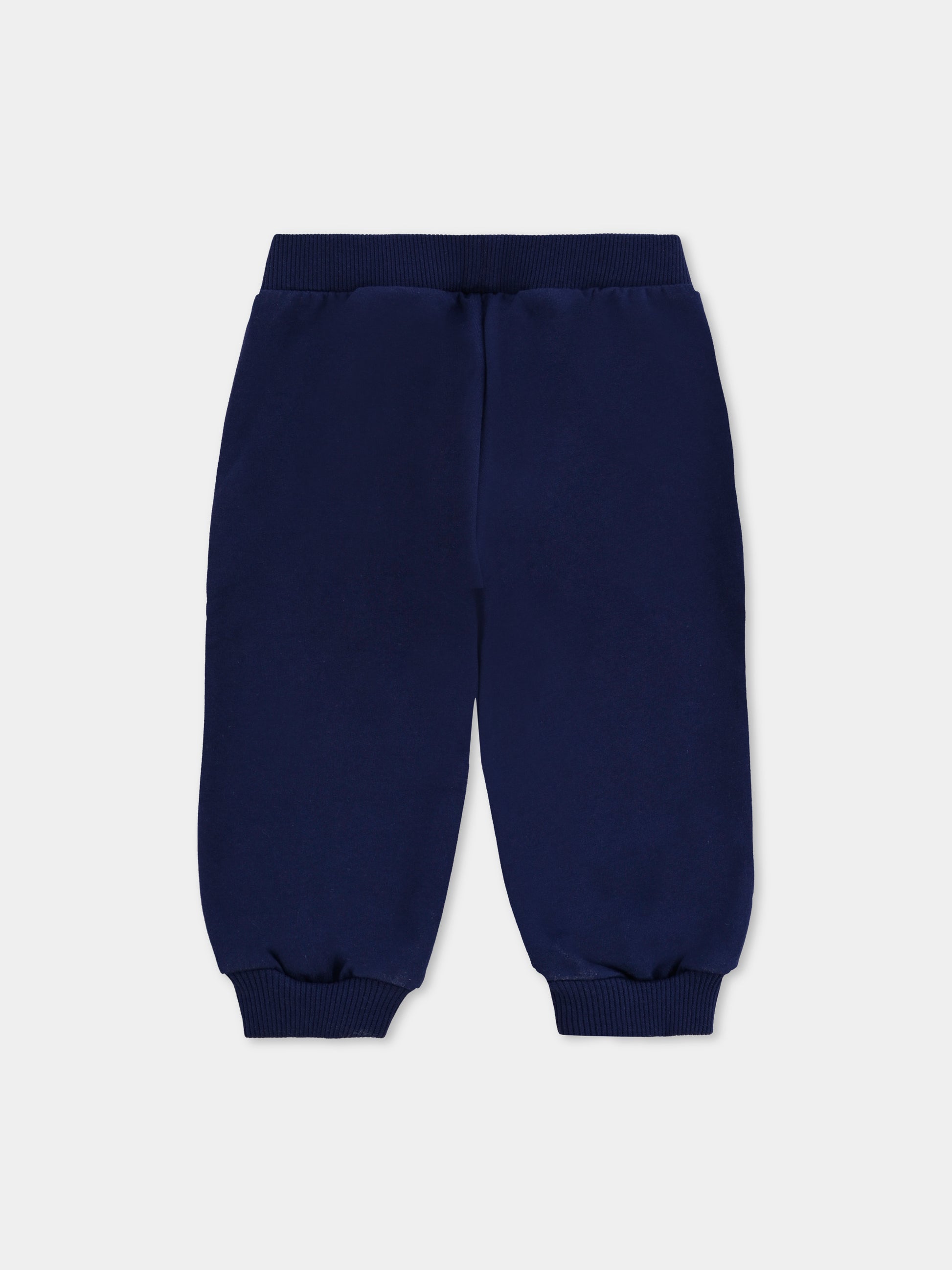Pantaloni blu per neonati con logo e Teddy Bear,Moschino Kids,MUP05O LCA40 40016