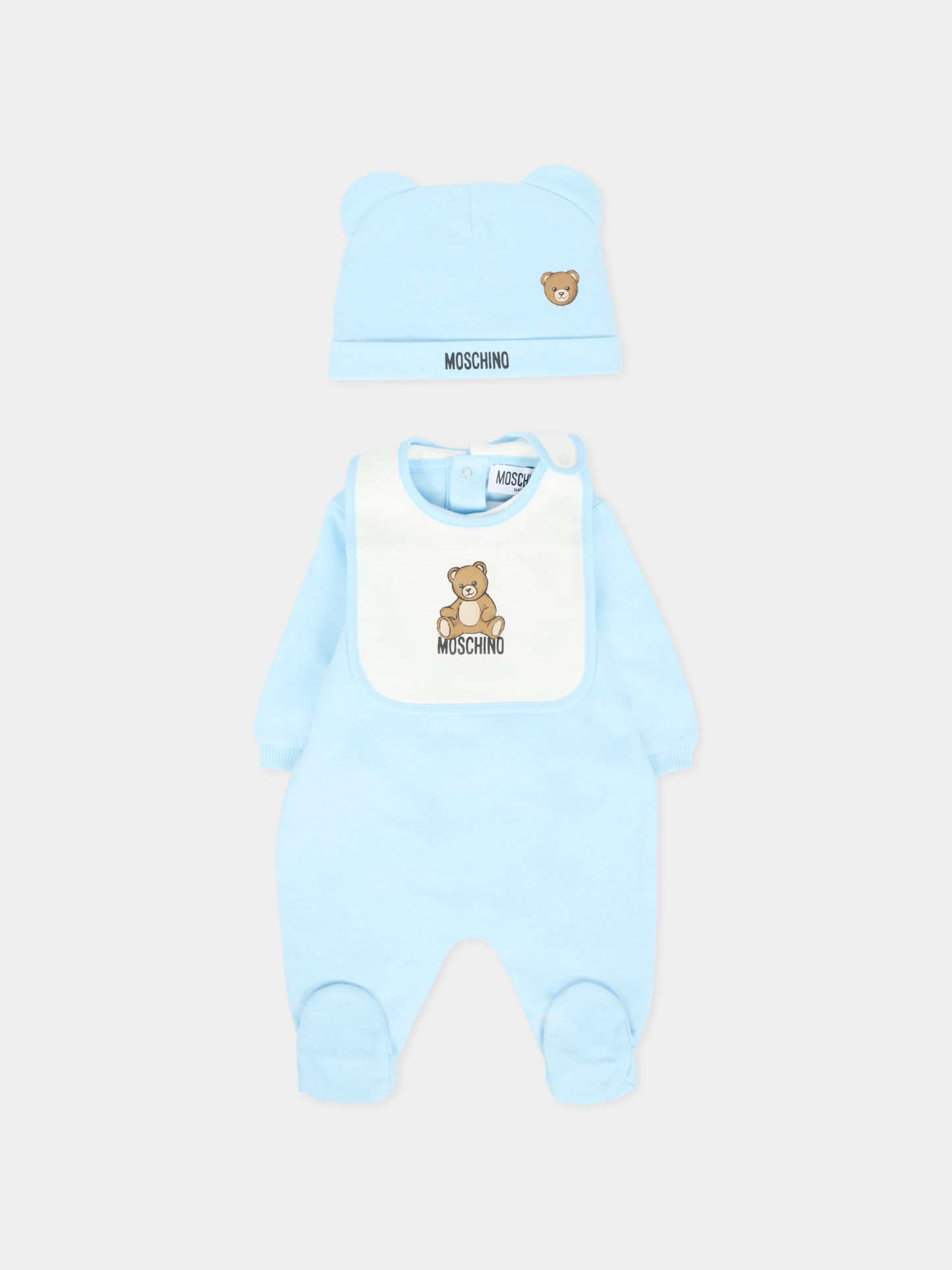 Set tutine celeste per neonato con Teddy Bear,Moschino Kids,MUY08B LCA40 40304