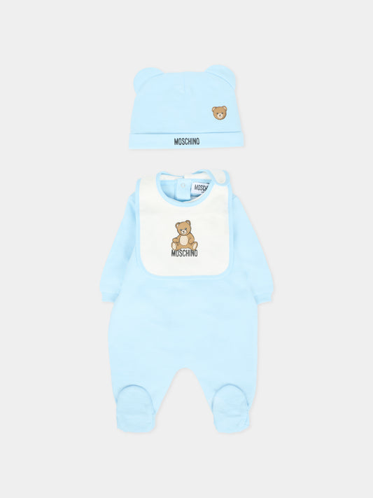 Set tutine celeste per neonato con Teddy Bear,Moschino Kids,MUY08B LCA40 40304