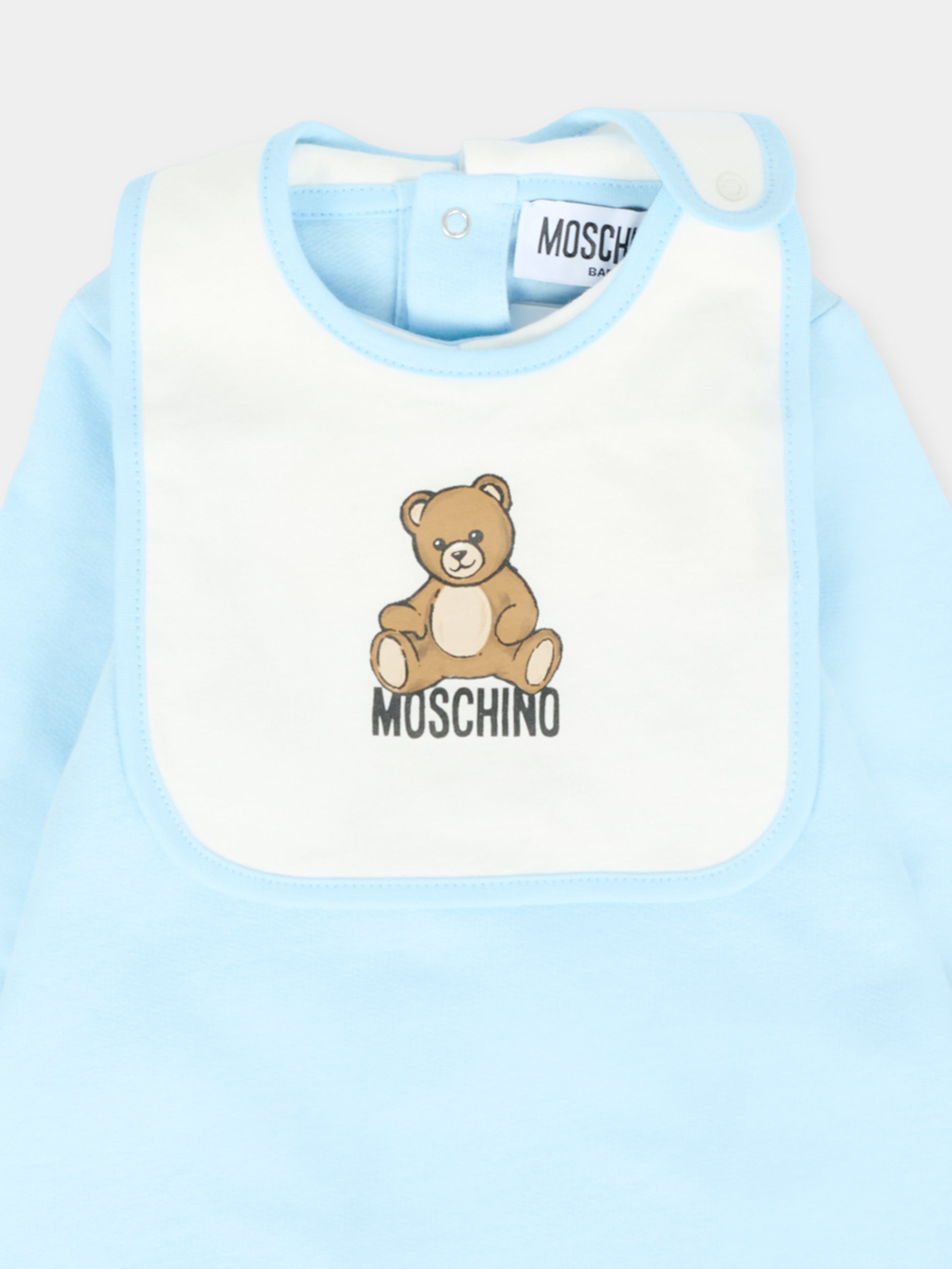 Set tutine celeste per neonato con Teddy Bear,Moschino Kids,MUY08B LCA40 40304