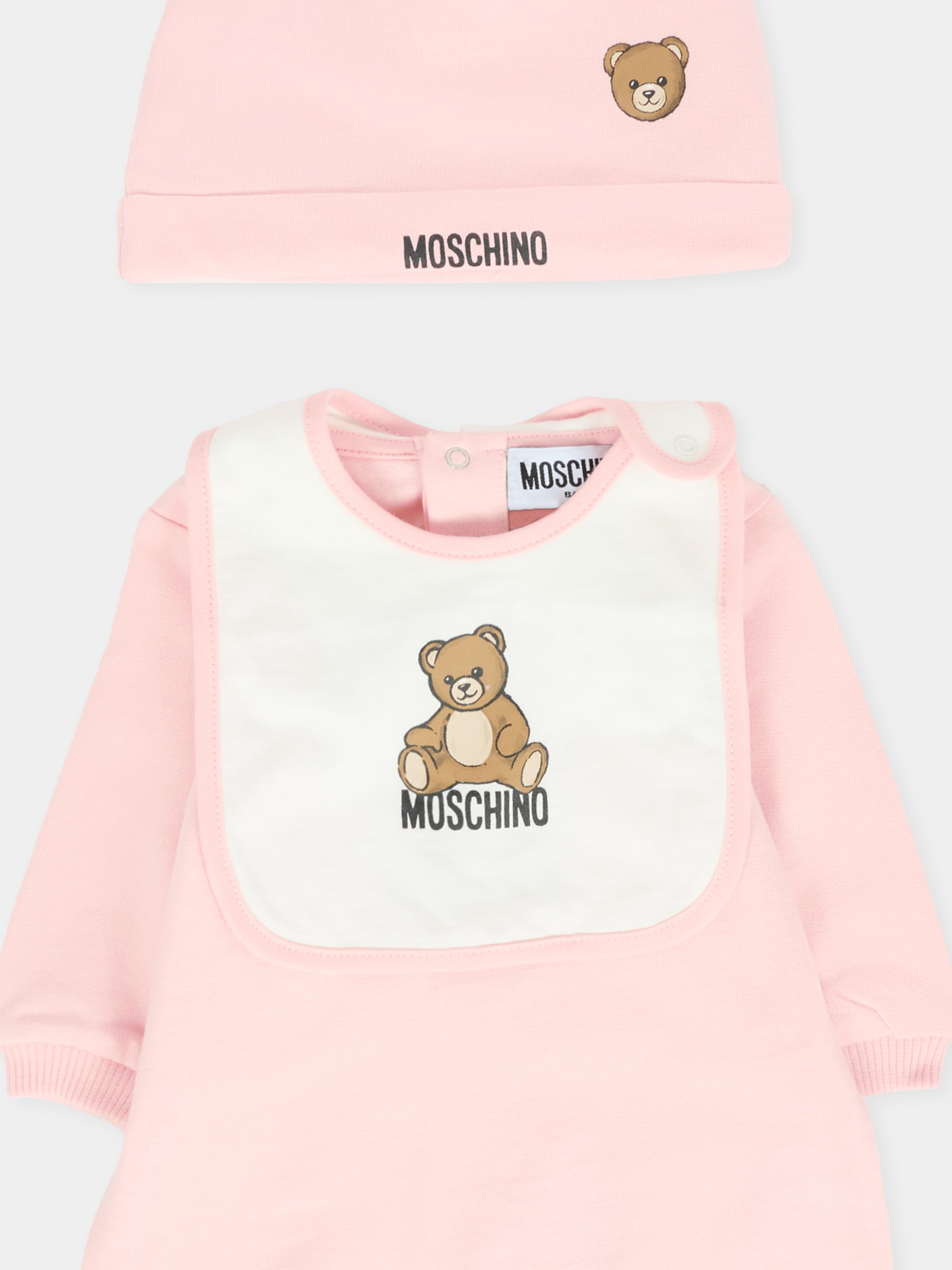 Set tutine rosa per neonata con Teddy Bear,Moschino Kids,MUY08B LCA40 50209